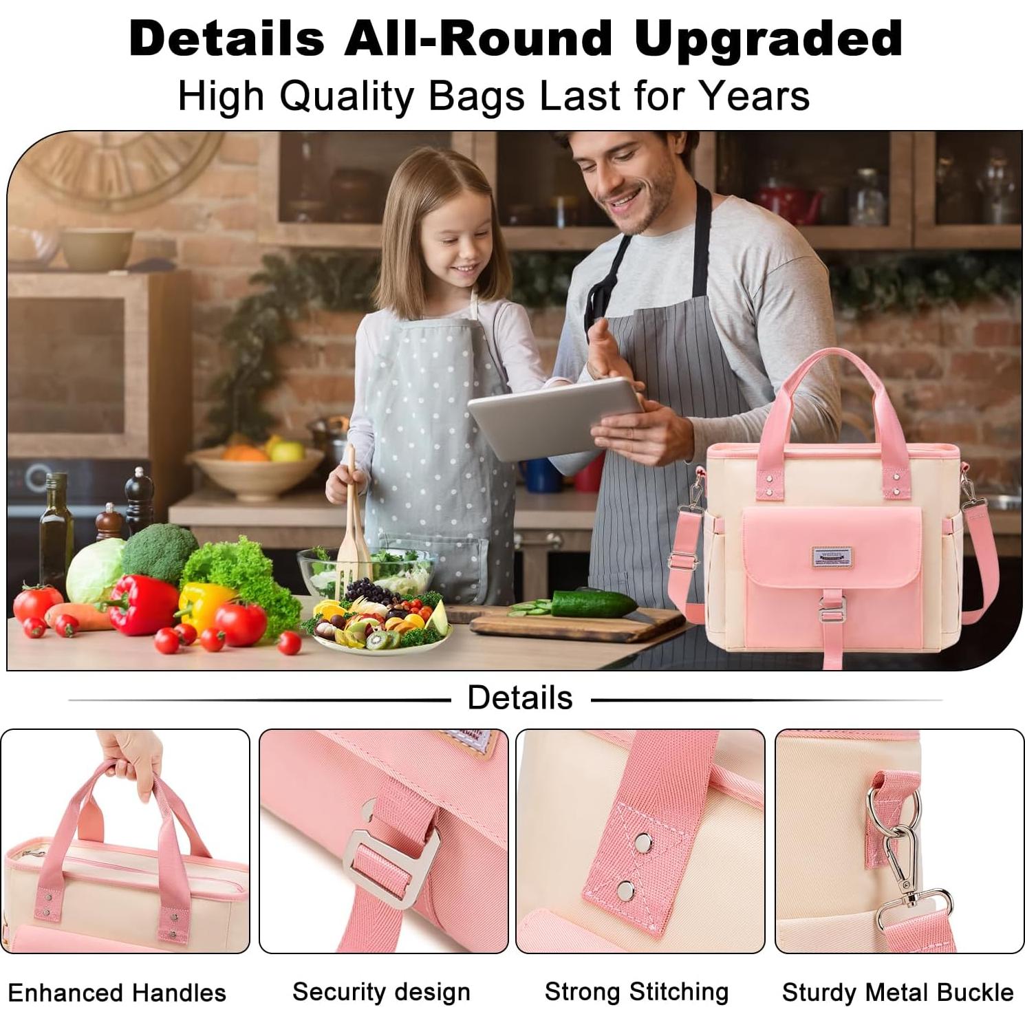 Bolsa de Almuerzo Aislada Weitars 17L Beige/Rosa para Picnic