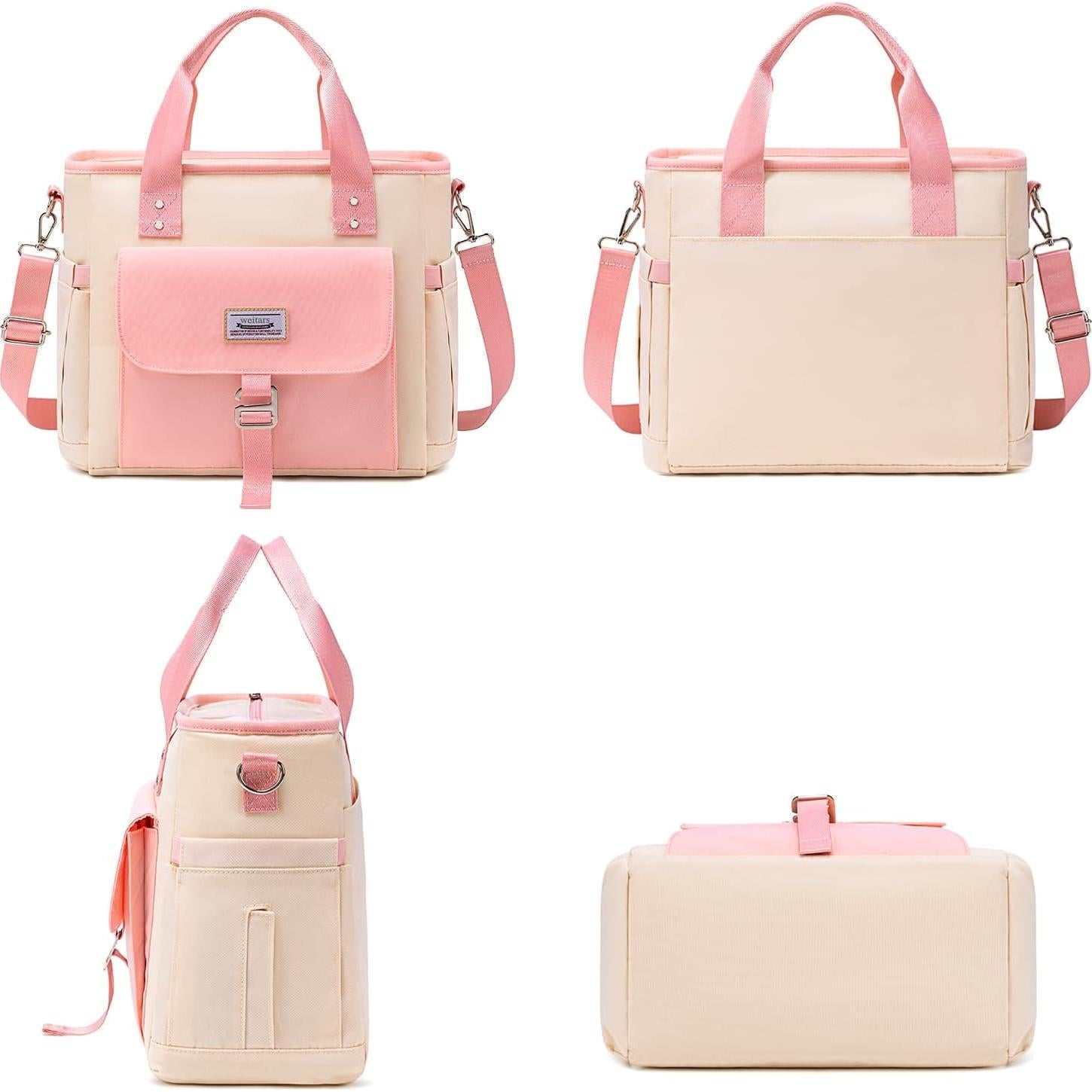 Bolsa de Almuerzo Aislada Weitars 17L Beige/Rosa para Picnic