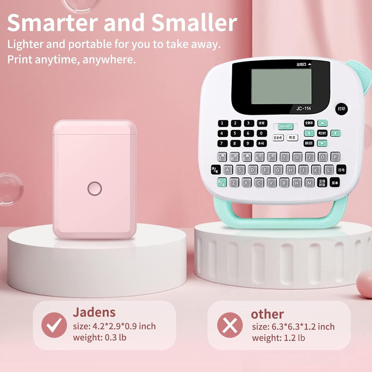 Impresora de Etiquetas JADENS D110 Bluetooth Portátil Rosa
