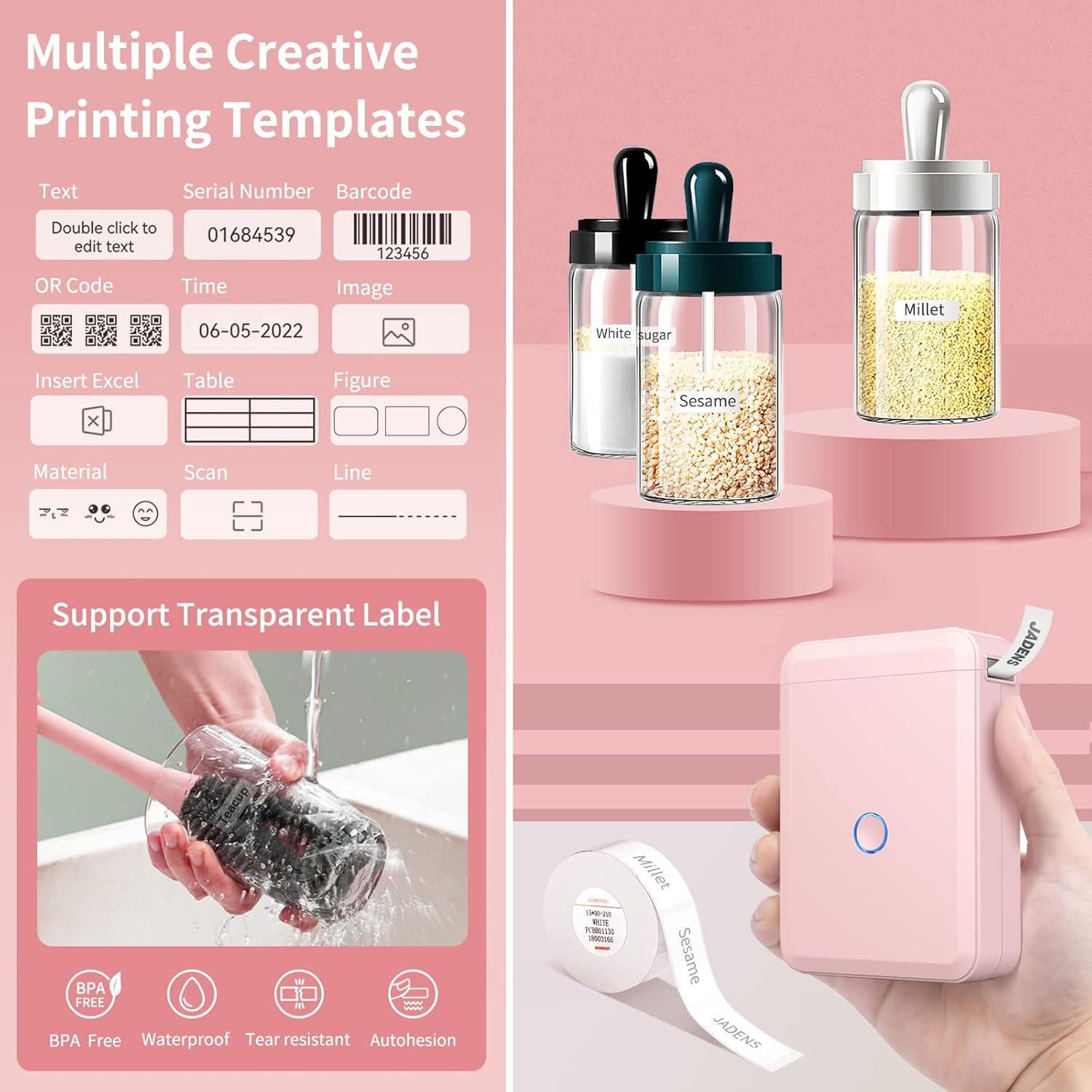 Impresora de Etiquetas JADENS D110 Bluetooth Portátil Rosa