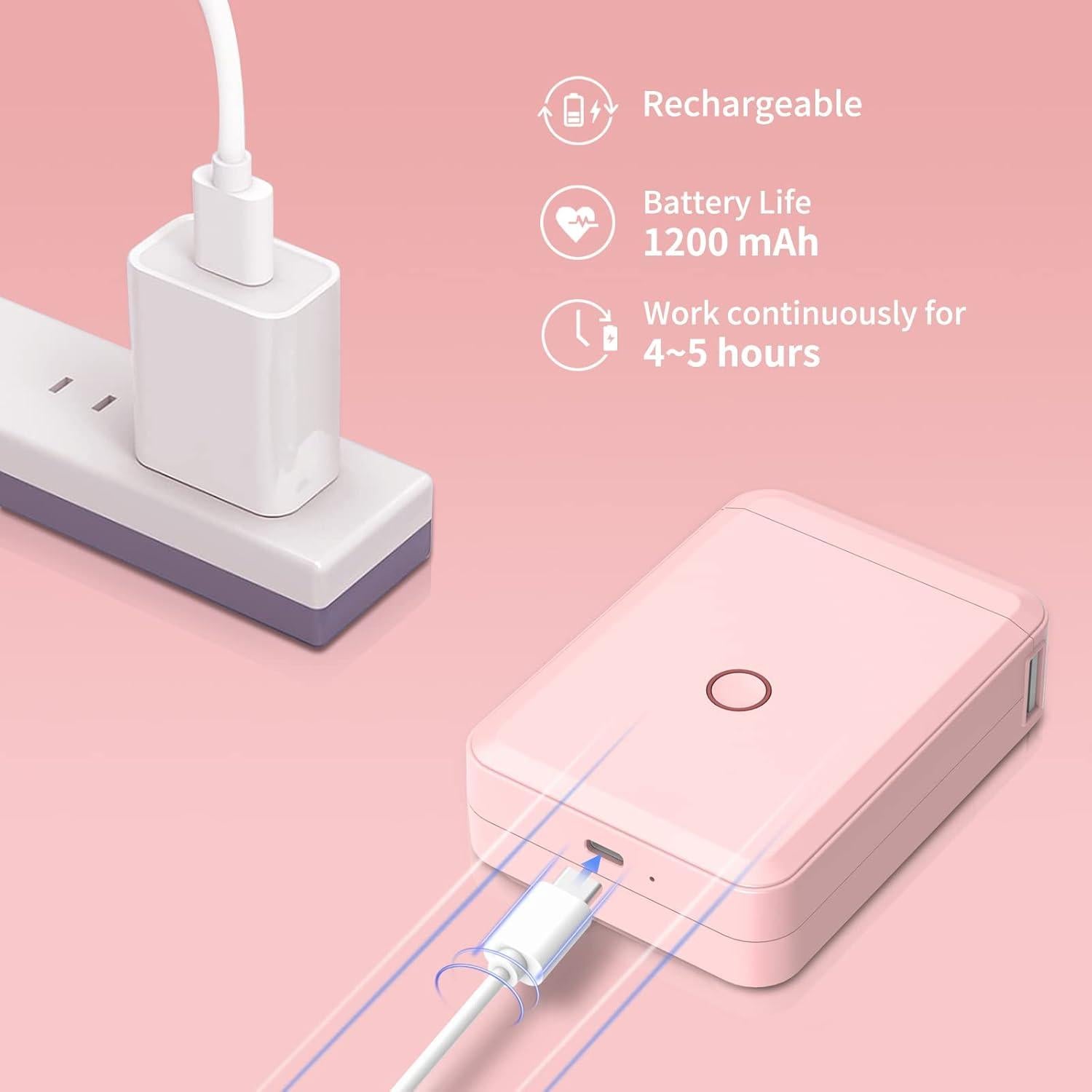 Impresora de Etiquetas JADENS D110 Bluetooth Portátil Rosa