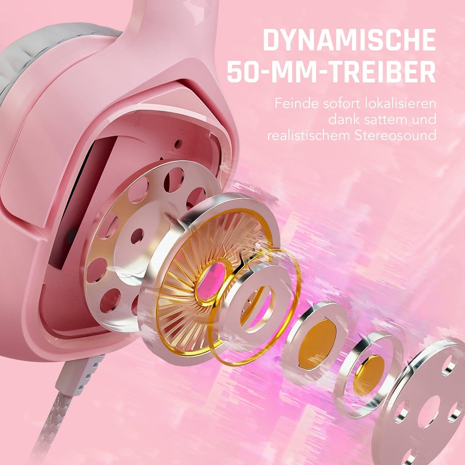 Auriculares Gaming Black Shark BS-X1 Rosa 50mm con Micrófono