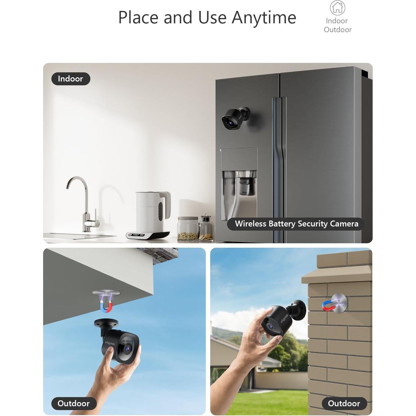 Cámaras de Seguridad Inalámbricas Viigytek 2K WiFi IP65 2Pack