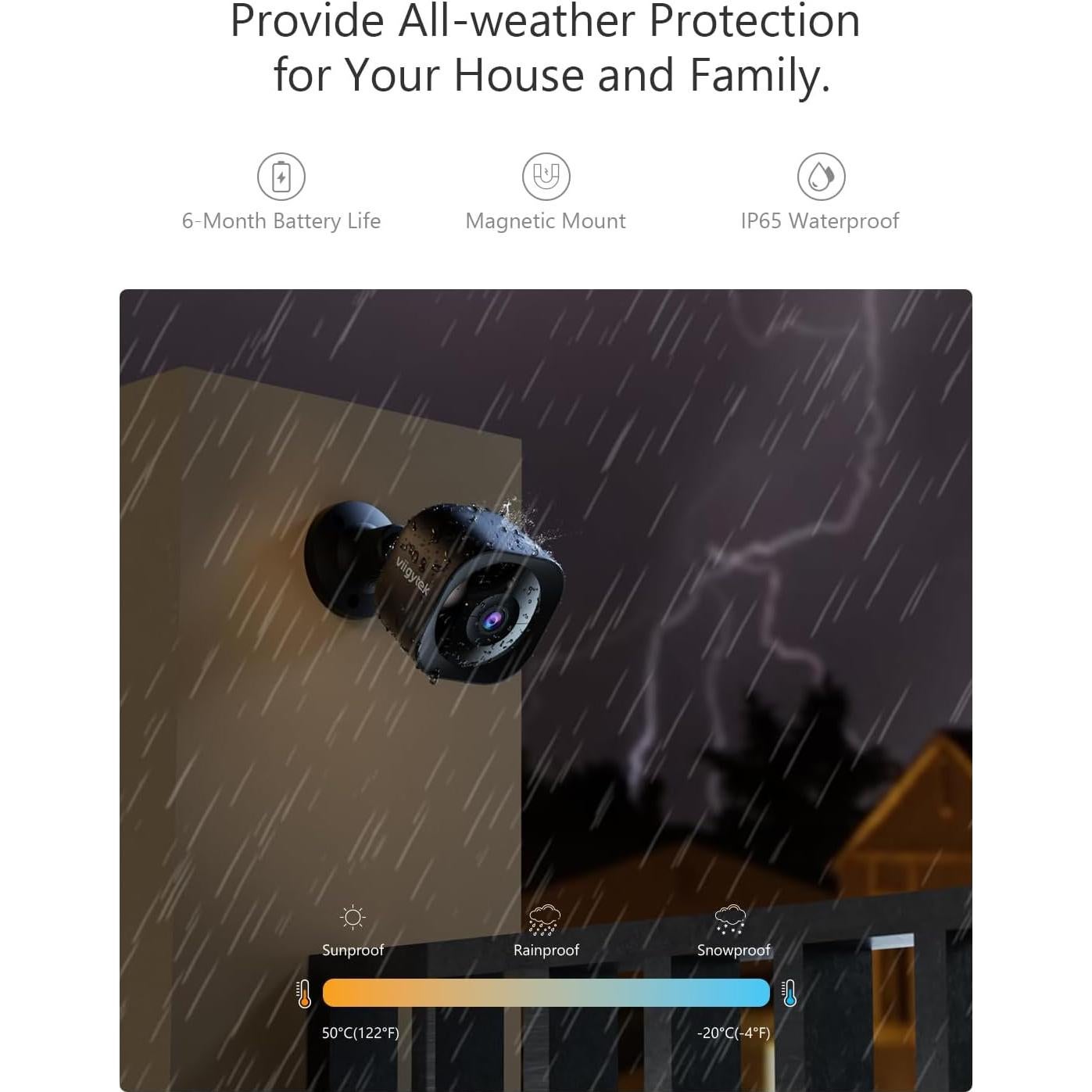 Cámaras de Seguridad Inalámbricas Viigytek 2K WiFi IP65 2Pack