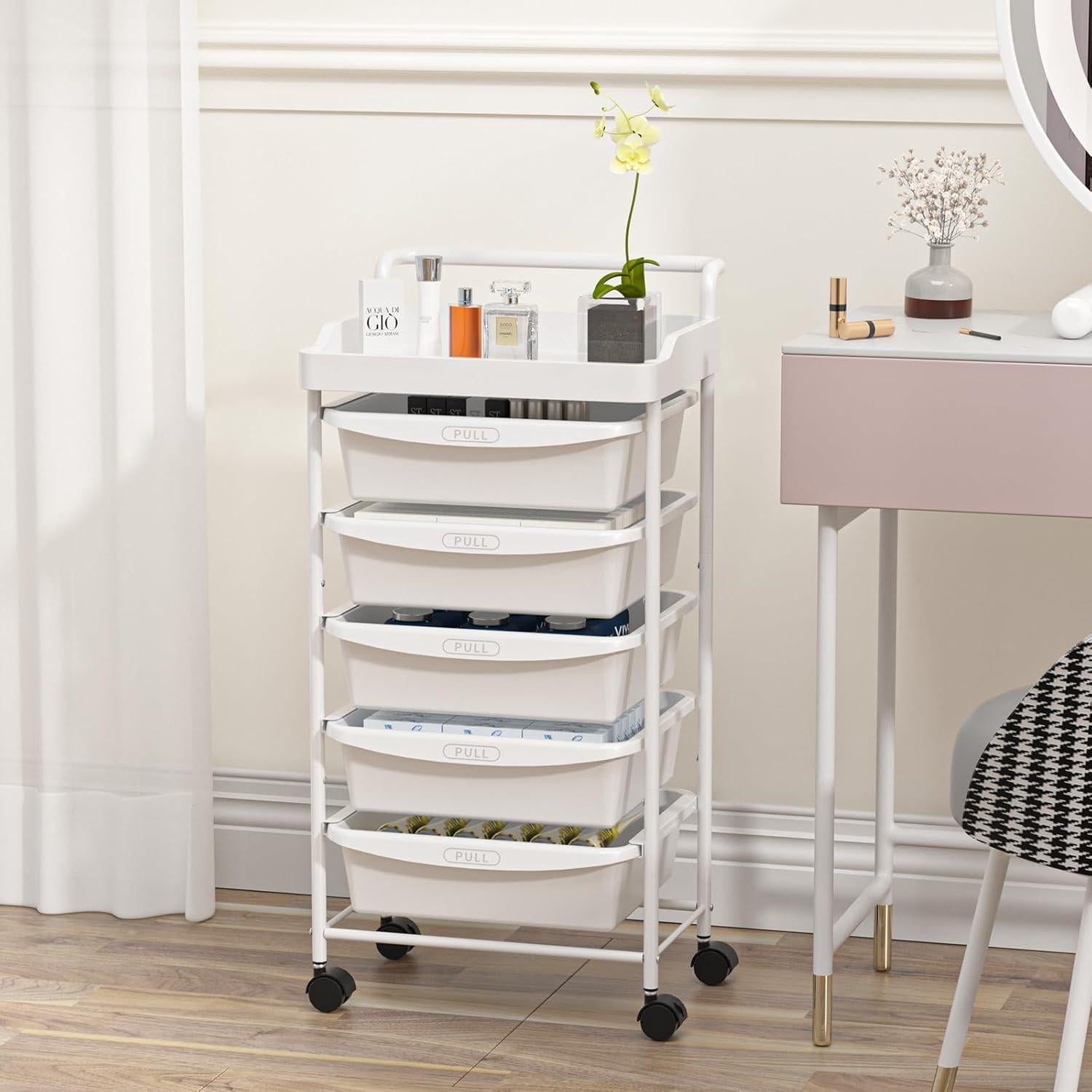 Carro Rodante de Almacenamiento Shrivee 5 Cajones Blanco