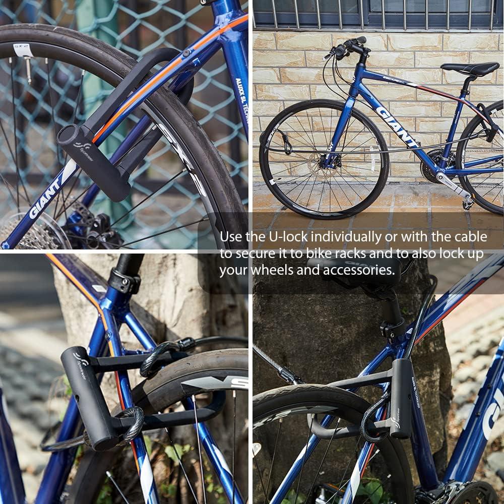 Candado U Sportneer Antirrobo con Cable de 1.5m para Bicicleta