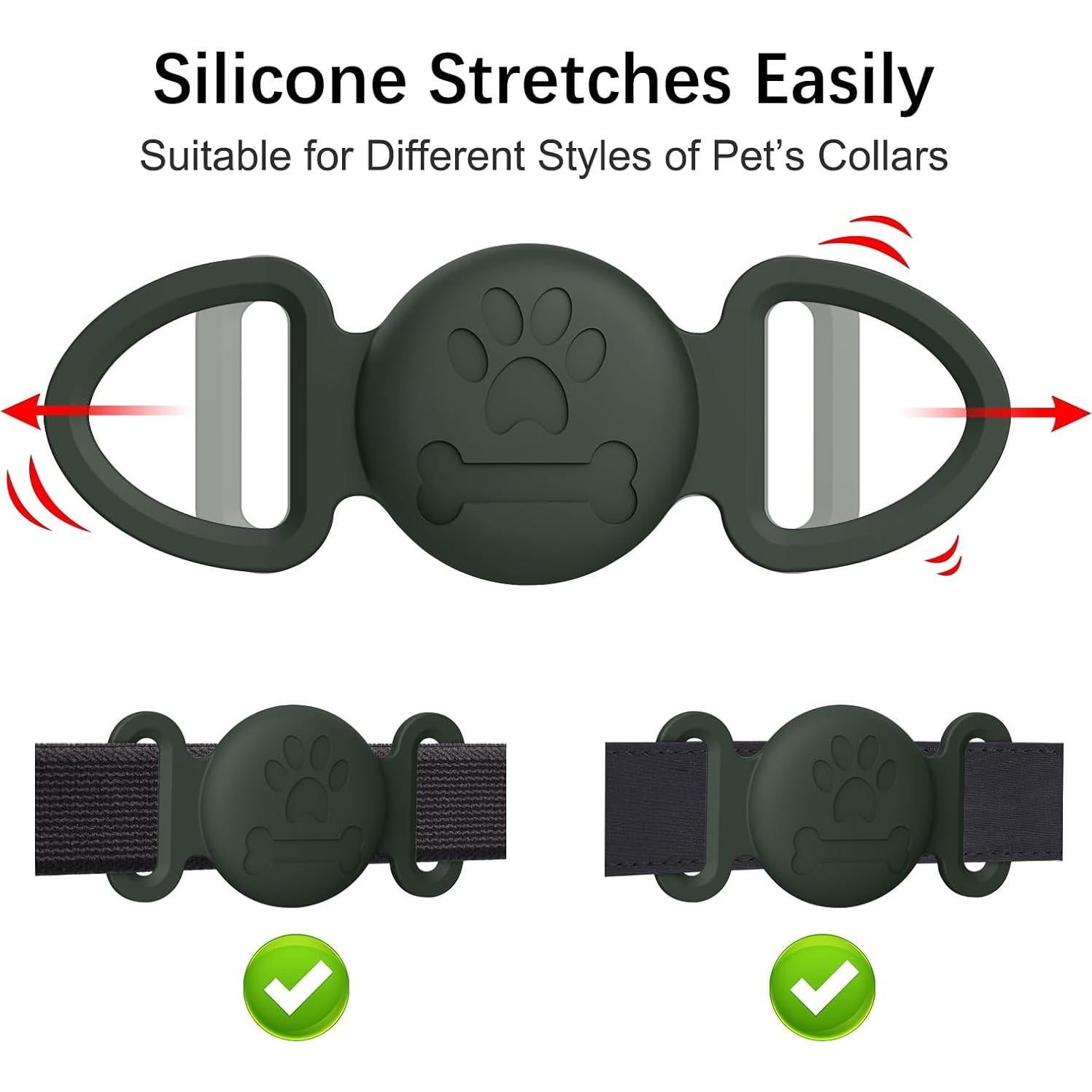 Paquete de 2 fundas de silicona para collar de AirTag Vanjua