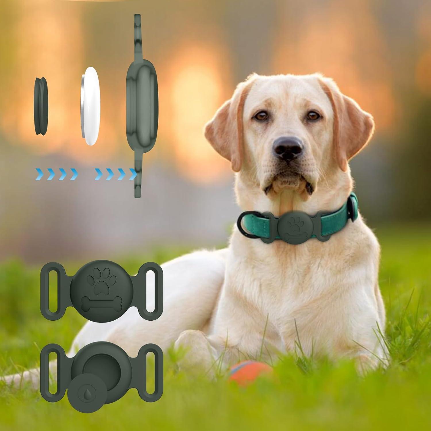 Paquete de 2 fundas de silicona para collar de AirTag Vanjua