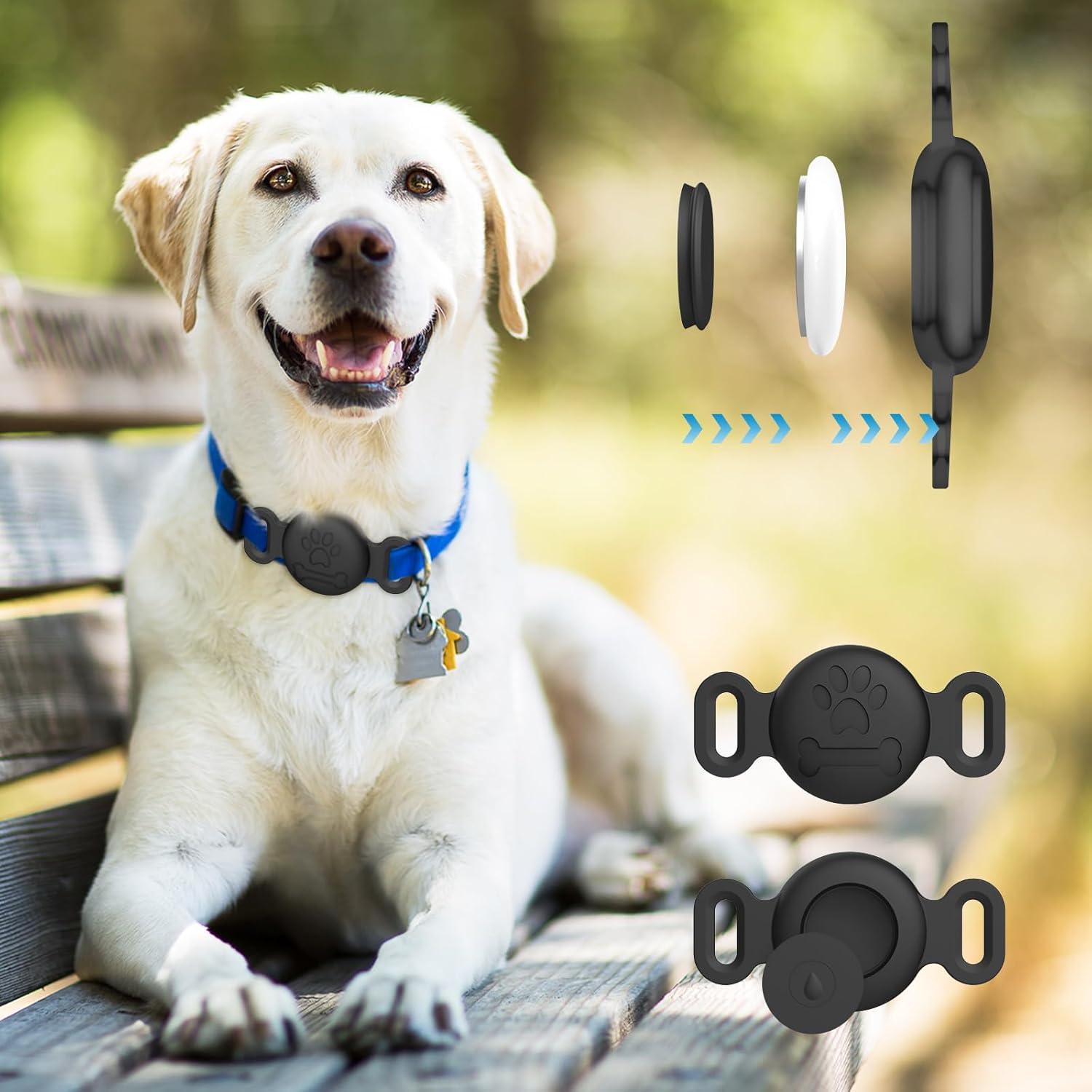 Paquete de 2 fundas de silicona para collar de AirTag Vanjua