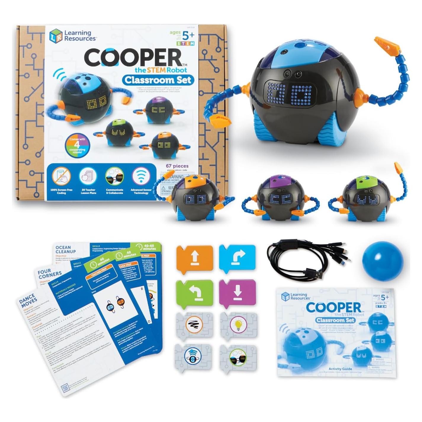Learning Resources Cooper The STEM Robot Classroom Set - Coding for Kids, Building Toys, Robotics Kids, Montessori Programming, Gifts for Boy and Girls, Must Haves, Interactive Homeschool Supplies