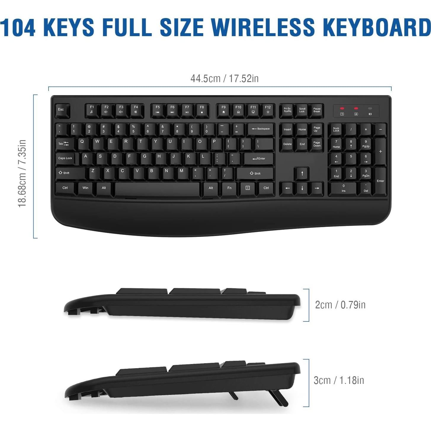 Teclado Inalámbrico EDJO Ergonómico con Reposamuñecas