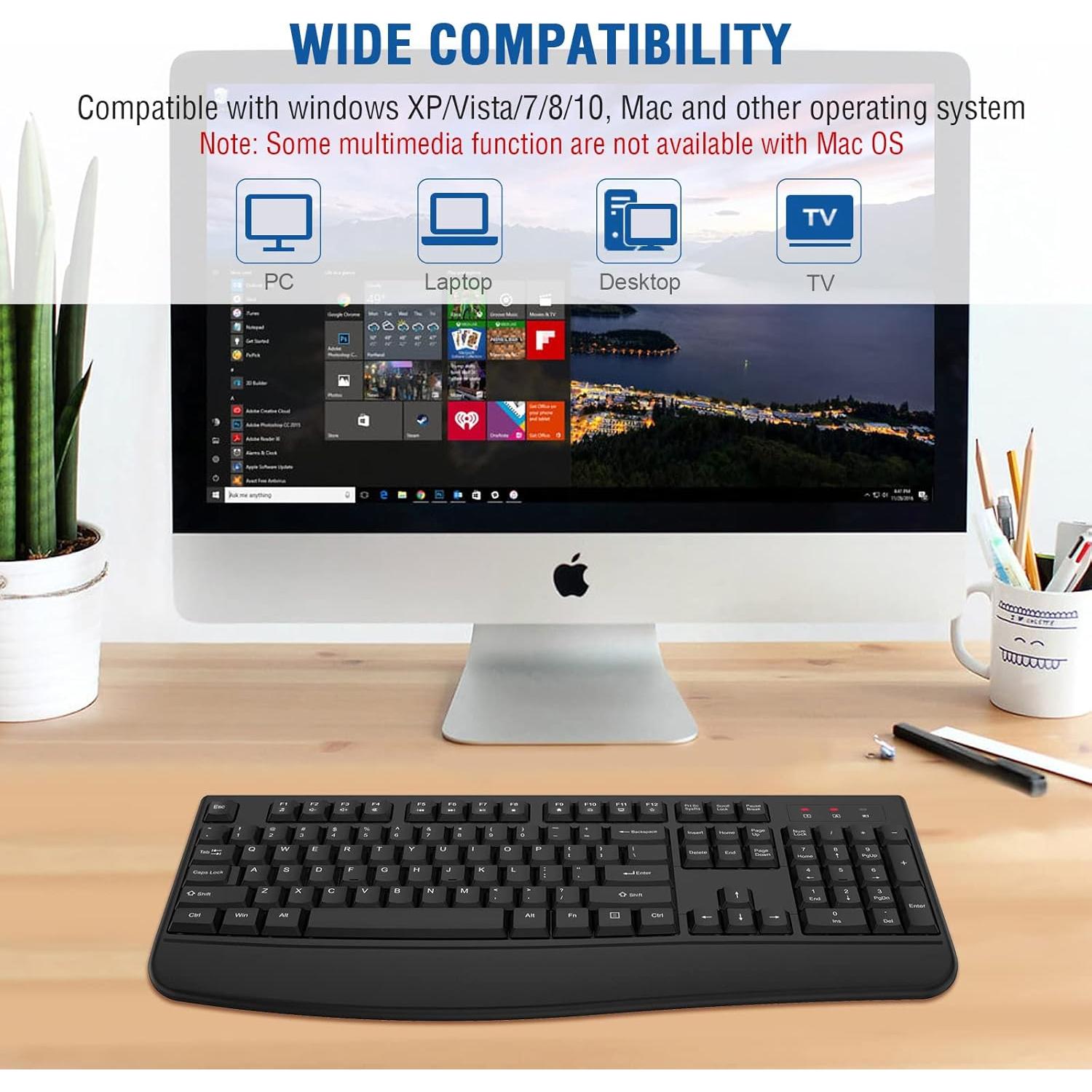 Teclado Inalámbrico EDJO Ergonómico con Reposamuñecas