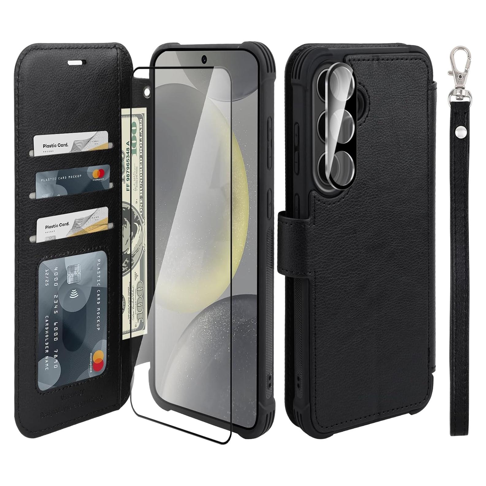 Funda de Cartera VANAVAGY para Samsung Galaxy S24 - Negro