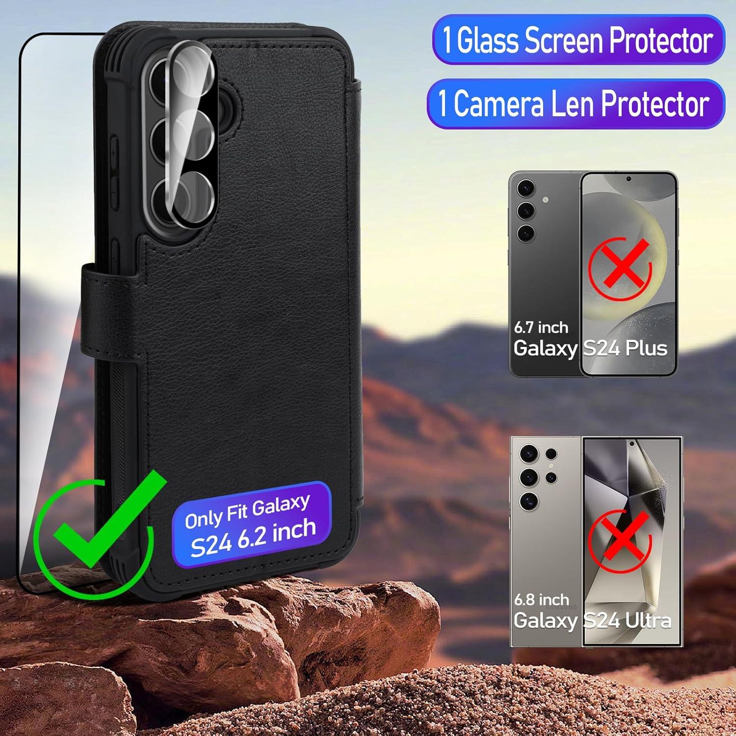 Funda de Cartera VANAVAGY para Samsung Galaxy S24 - Negro