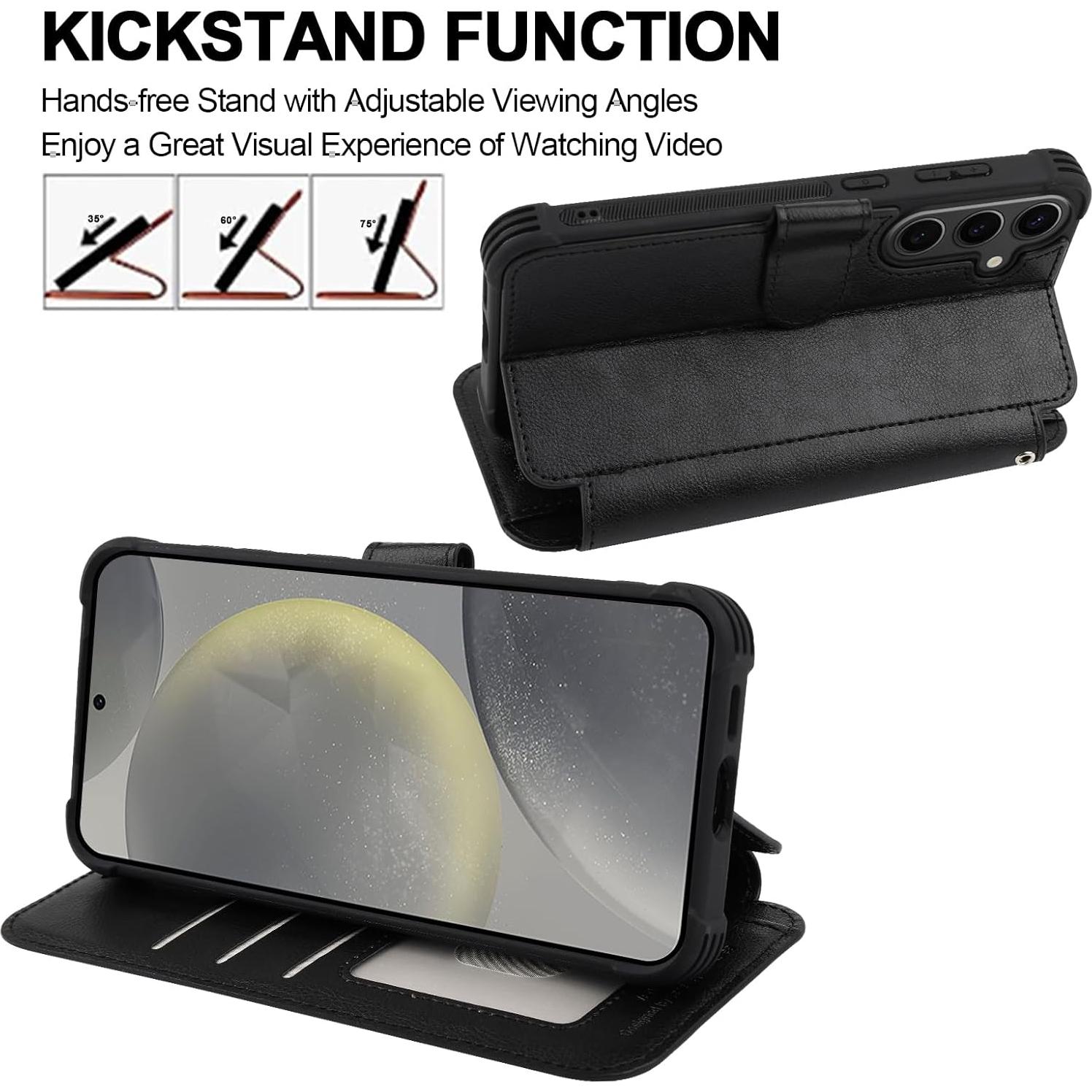 Funda de Cartera VANAVAGY para Samsung Galaxy S24 - Negro