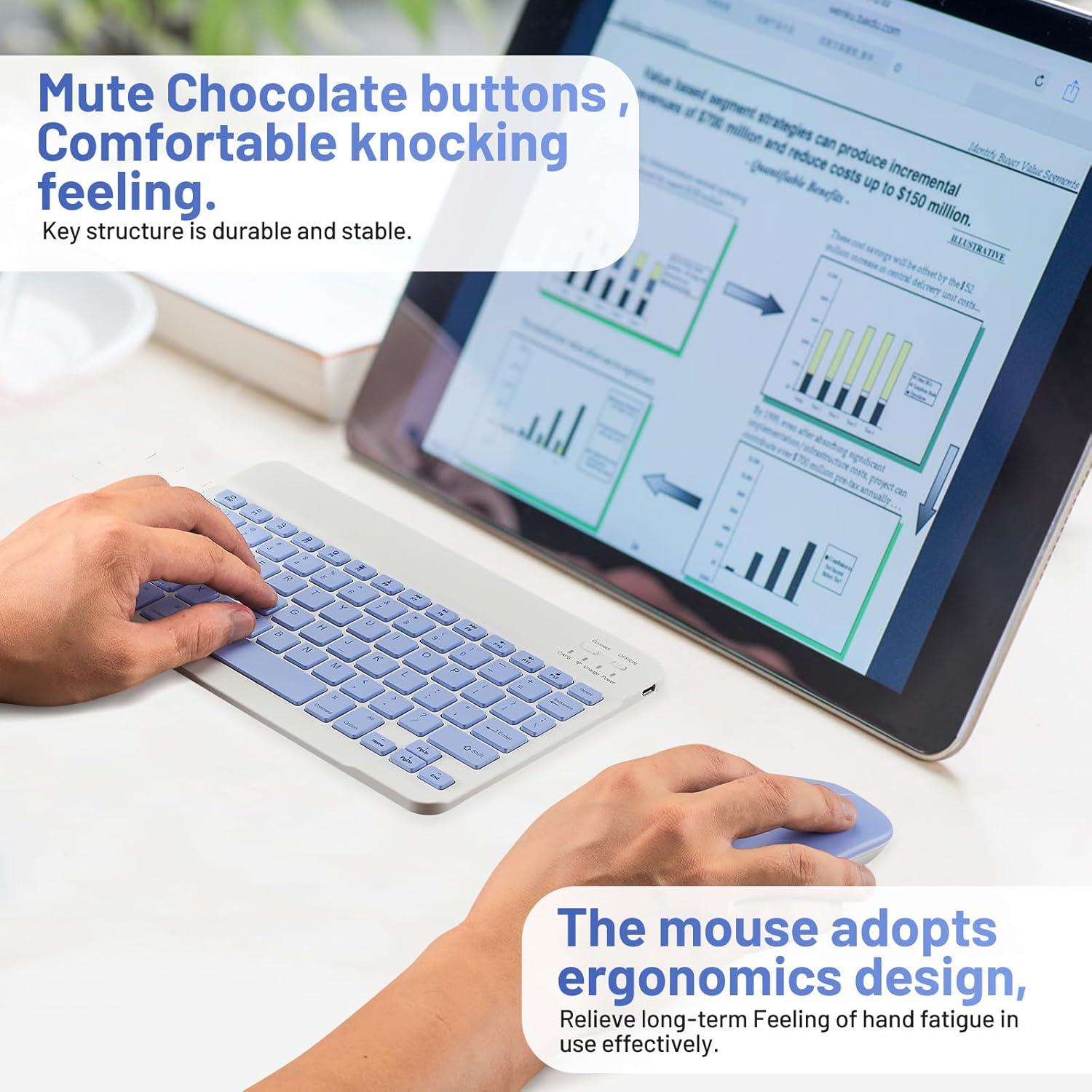 Combo Teclado y Ratón Bluetooth Recargable Púrpura