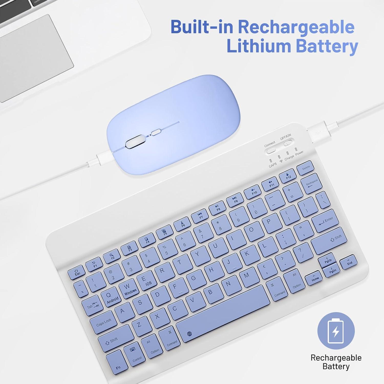 Combo Teclado y Ratón Bluetooth Recargable Púrpura