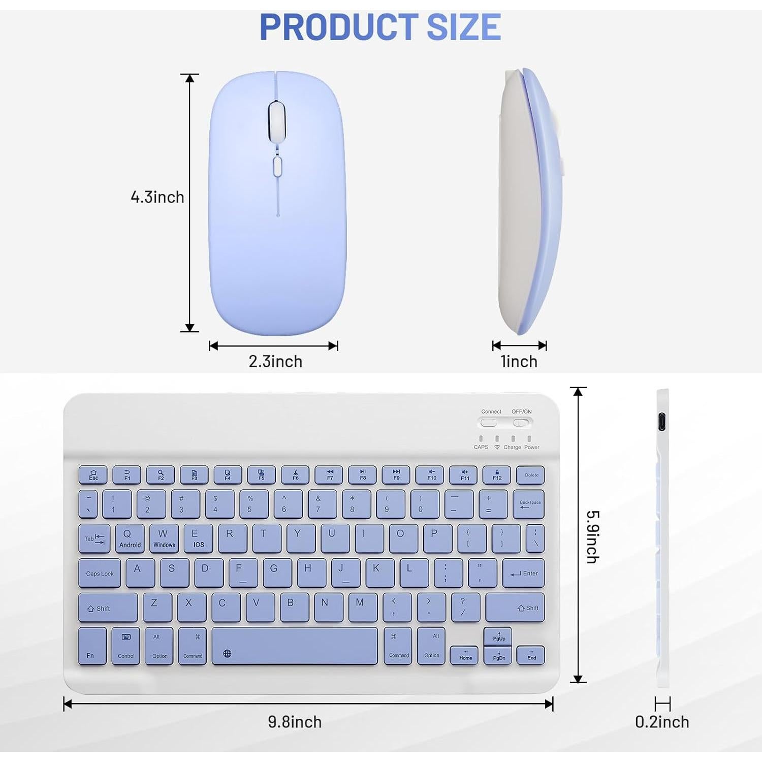 Combo Teclado y Ratón Bluetooth Recargable Púrpura