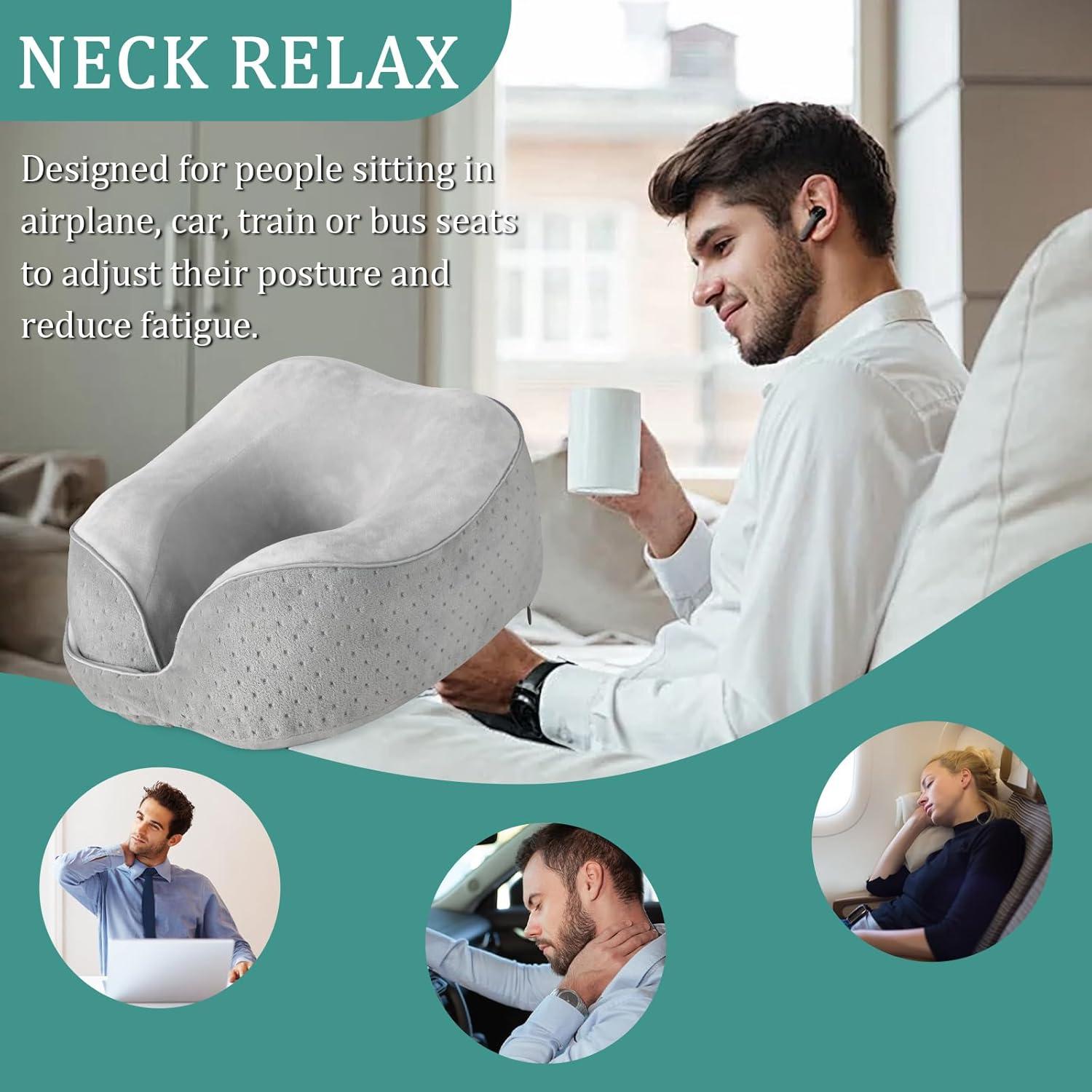 Almohada de Viaje Gosider Espuma con Memoria Gris 30x20x10cm