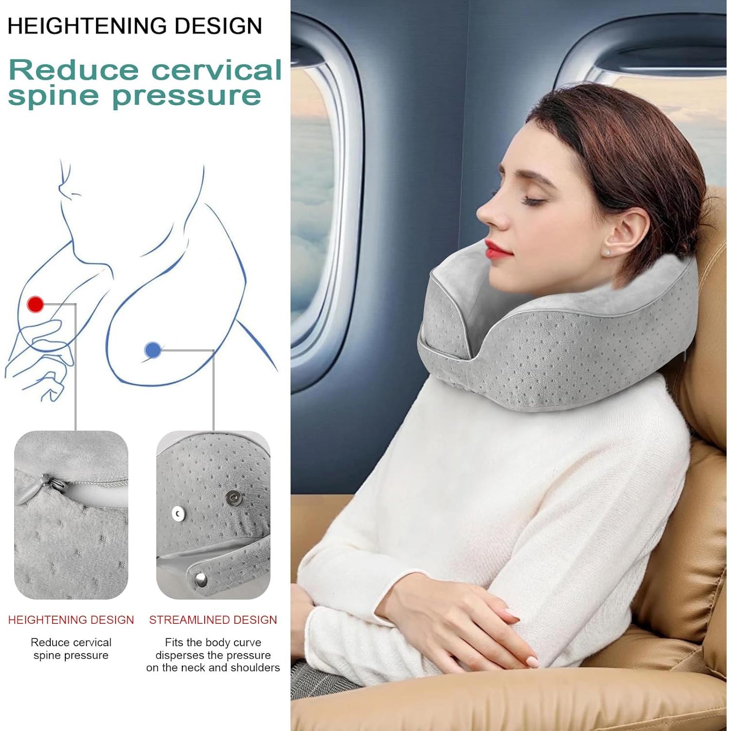 Almohada de Viaje Gosider Espuma con Memoria Gris 30x20x10cm