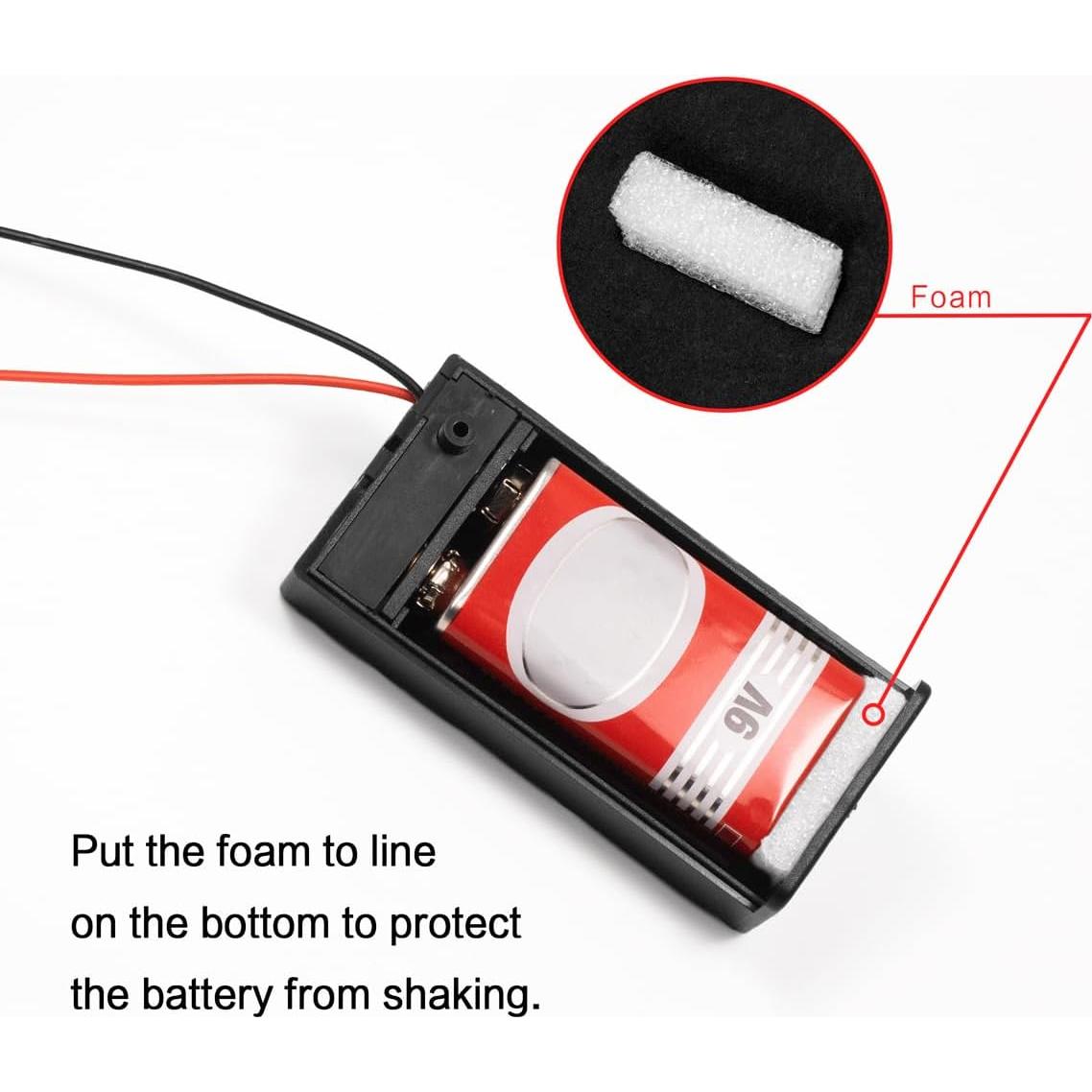 Soporte de Batería 9V LAMPVPATH con Interruptor - Paquete de 2