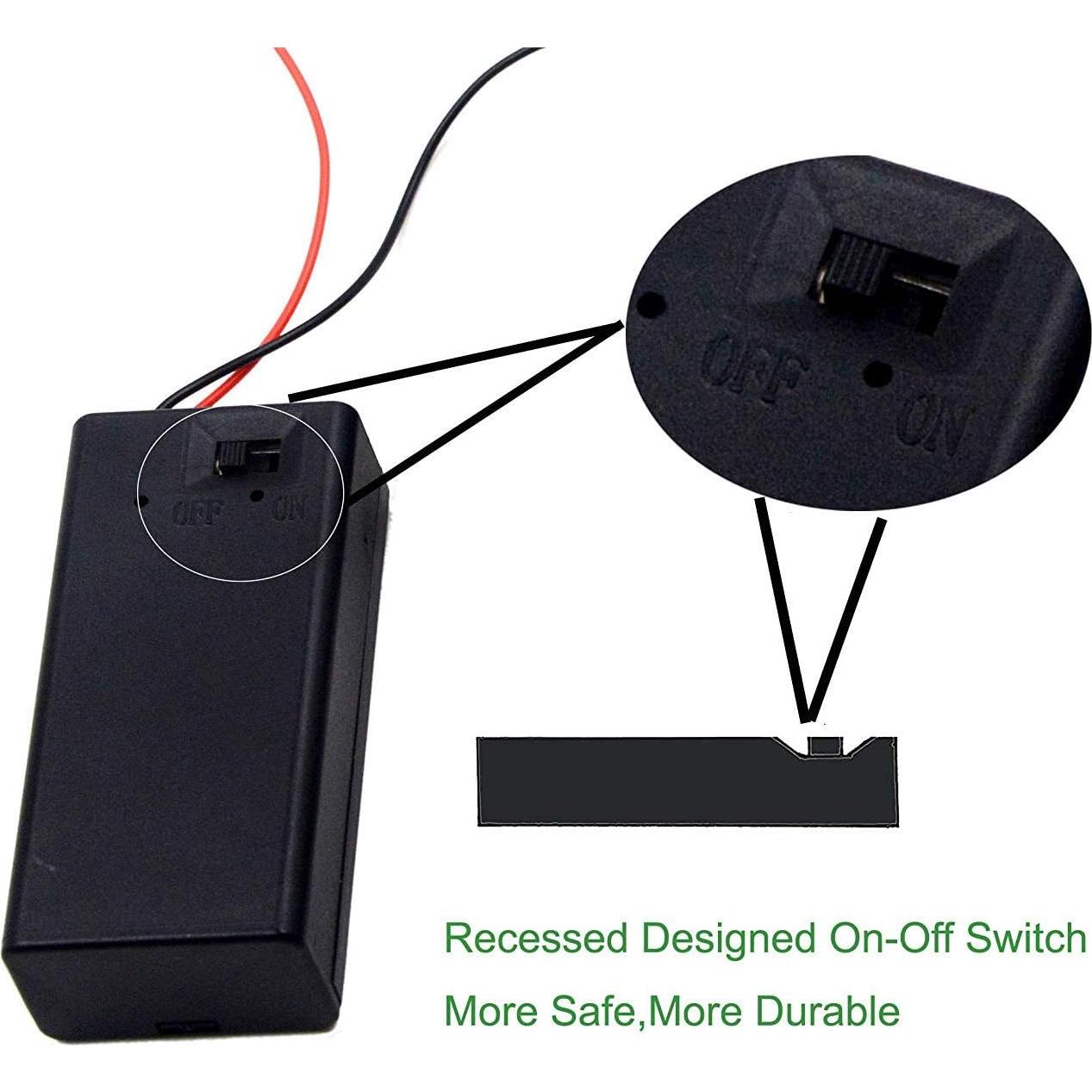 Soporte de Batería 9V LAMPVPATH con Interruptor - Paquete de 2
