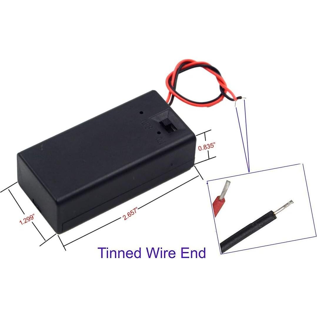 Soporte de Batería 9V LAMPVPATH con Interruptor - Paquete de 2