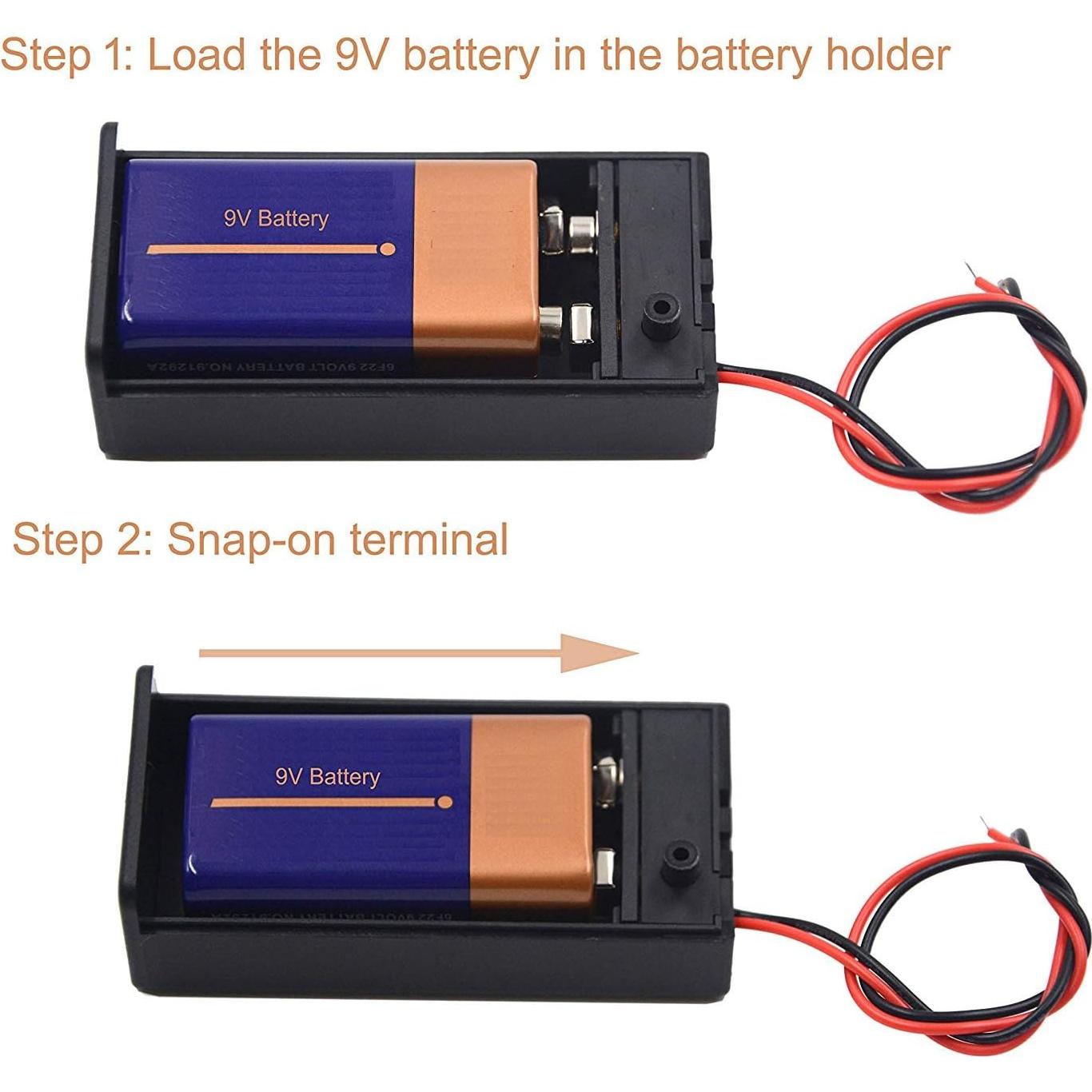 Soporte de Batería 9V LAMPVPATH con Interruptor - Paquete de 2