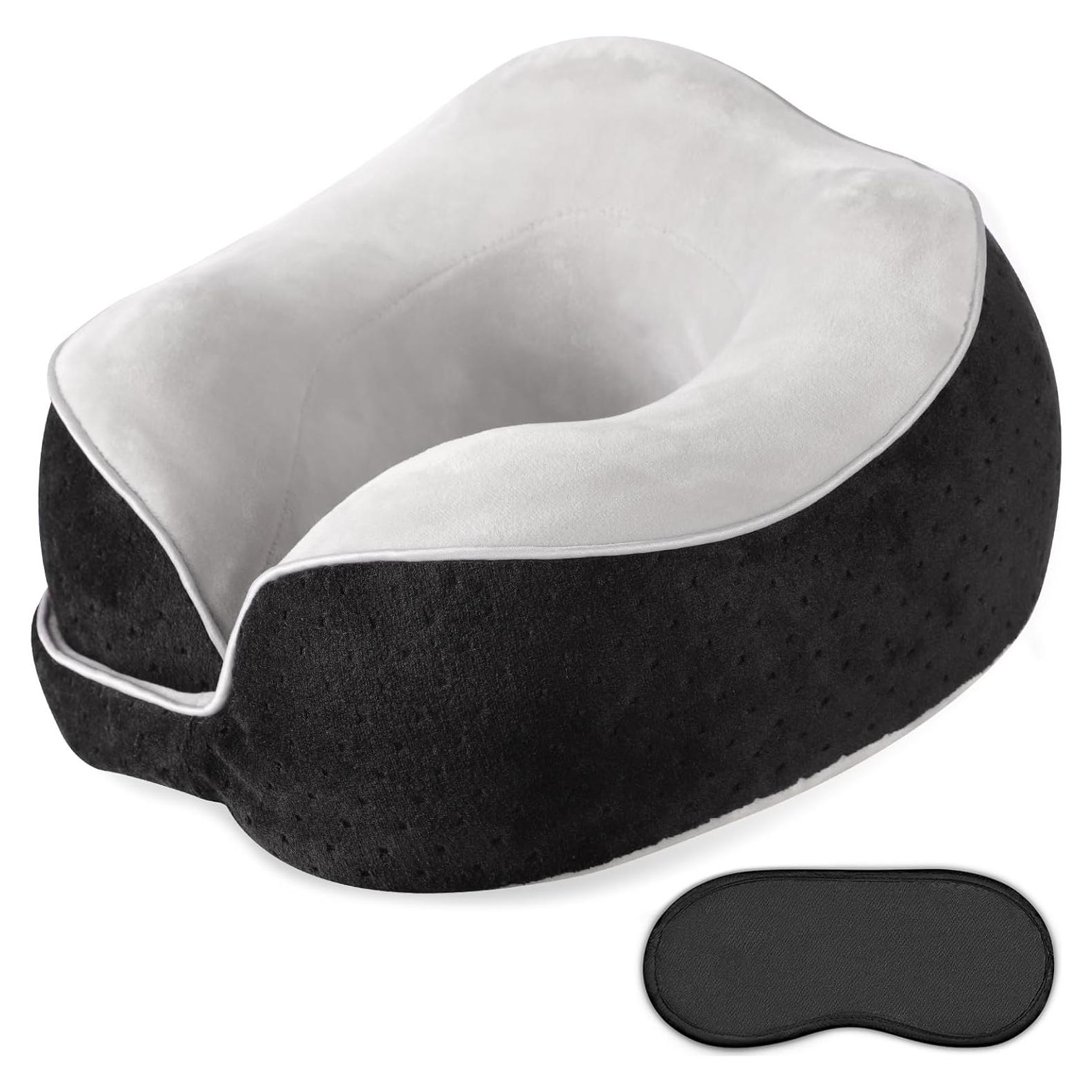 Almohada de Viaje Gosider Negra Espuma de Memoria Ergonométrica