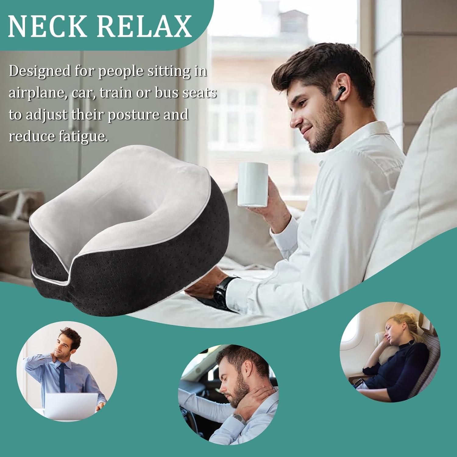 Almohada de Viaje Gosider Negra Espuma de Memoria Ergonométrica