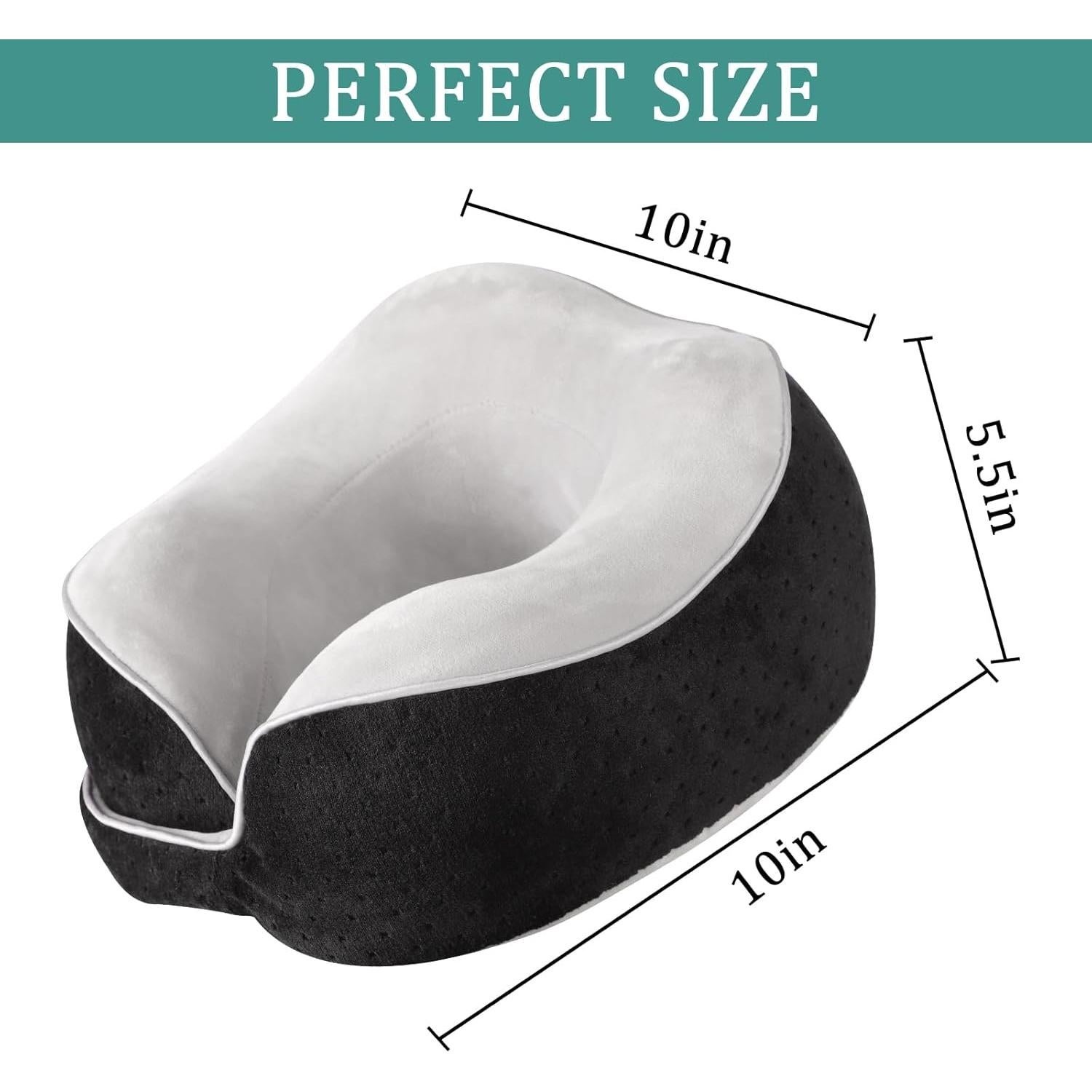Almohada de Viaje Gosider Negra Espuma de Memoria Ergonométrica