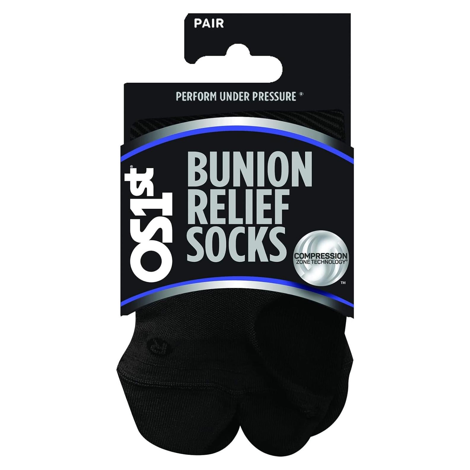 Calcetines para Alivio de Juanetes OS1st - Diseño Separado, Negro