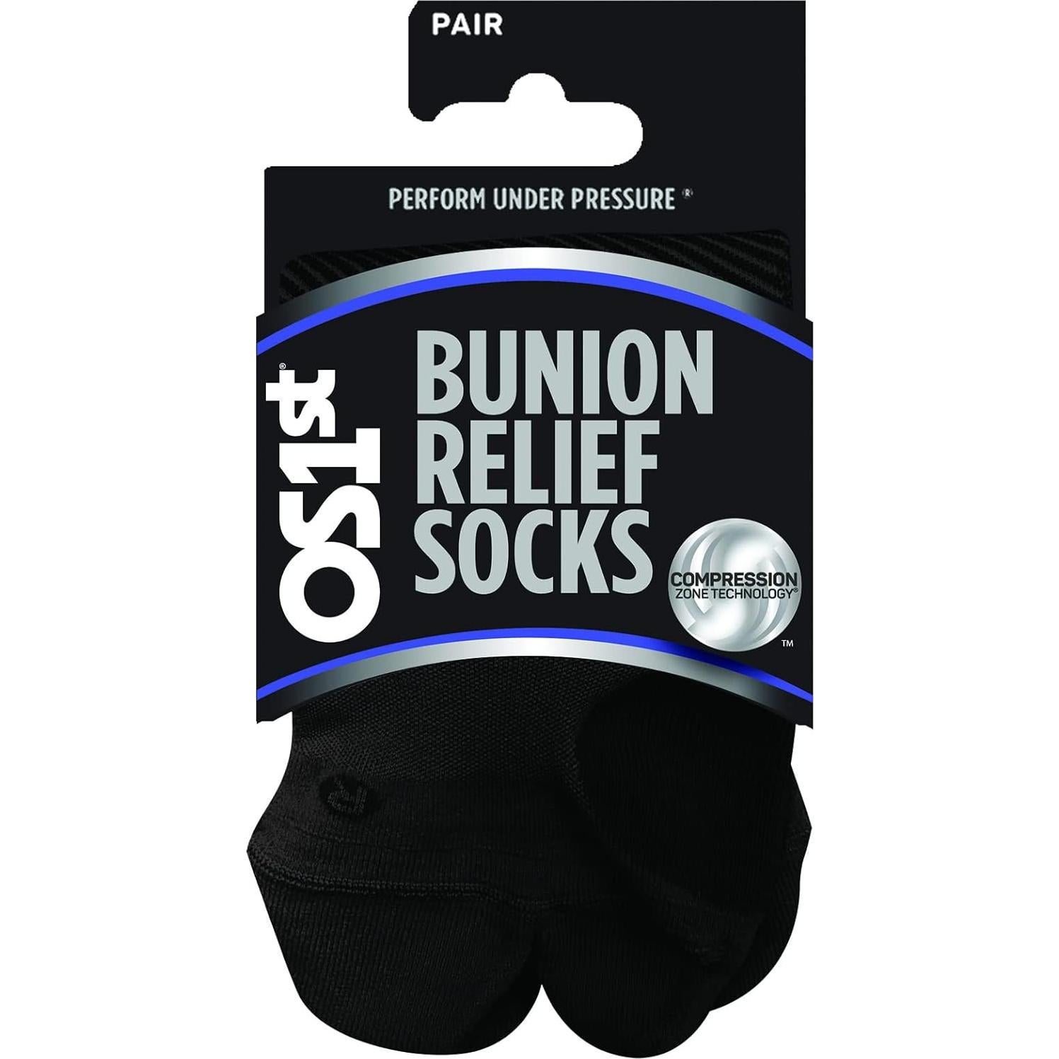 Calcetines para Alivio de Juanetes OS1st - Diseño Separado, Negro