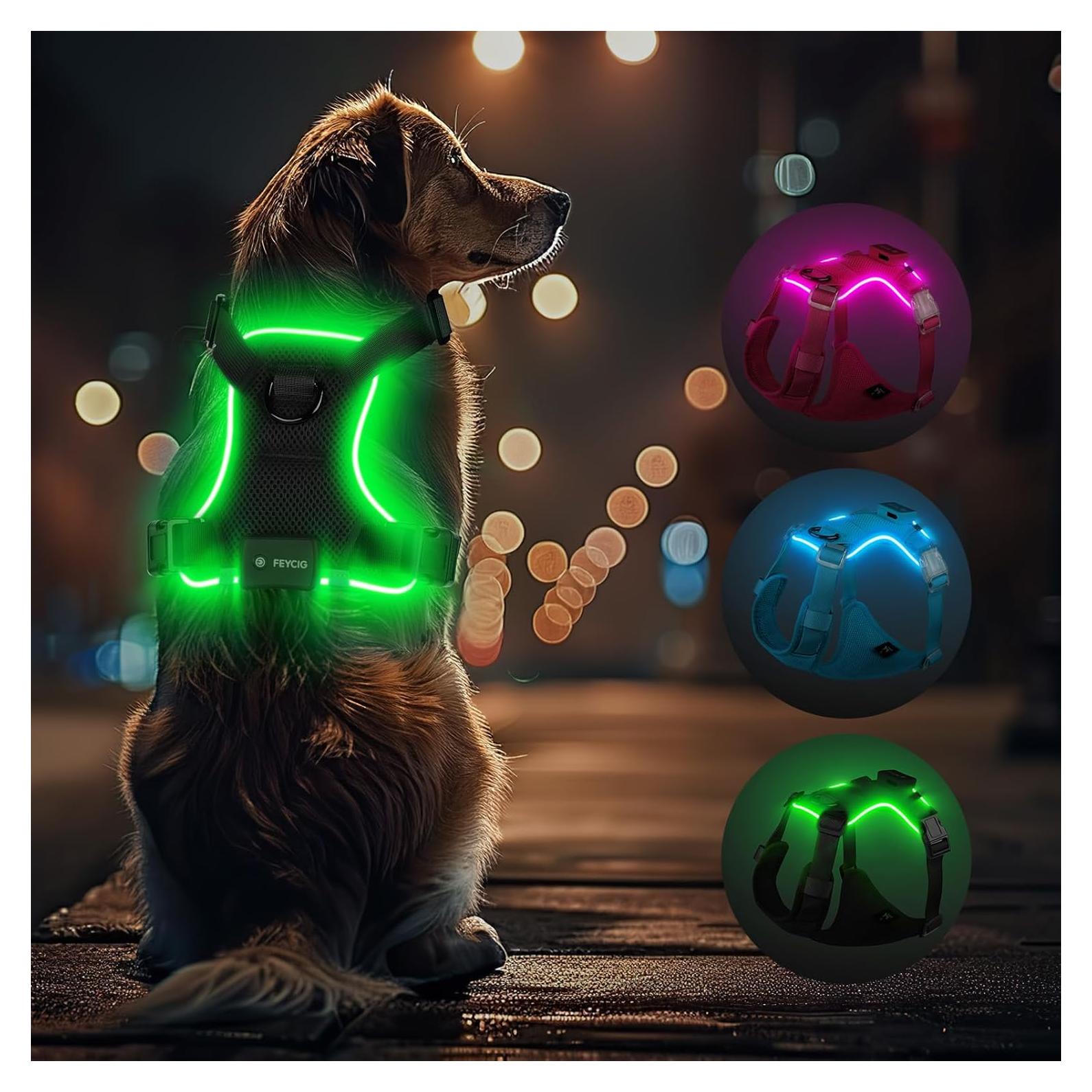Arnés Iluminado para Perros Feycig XS Negro Ajustable LED