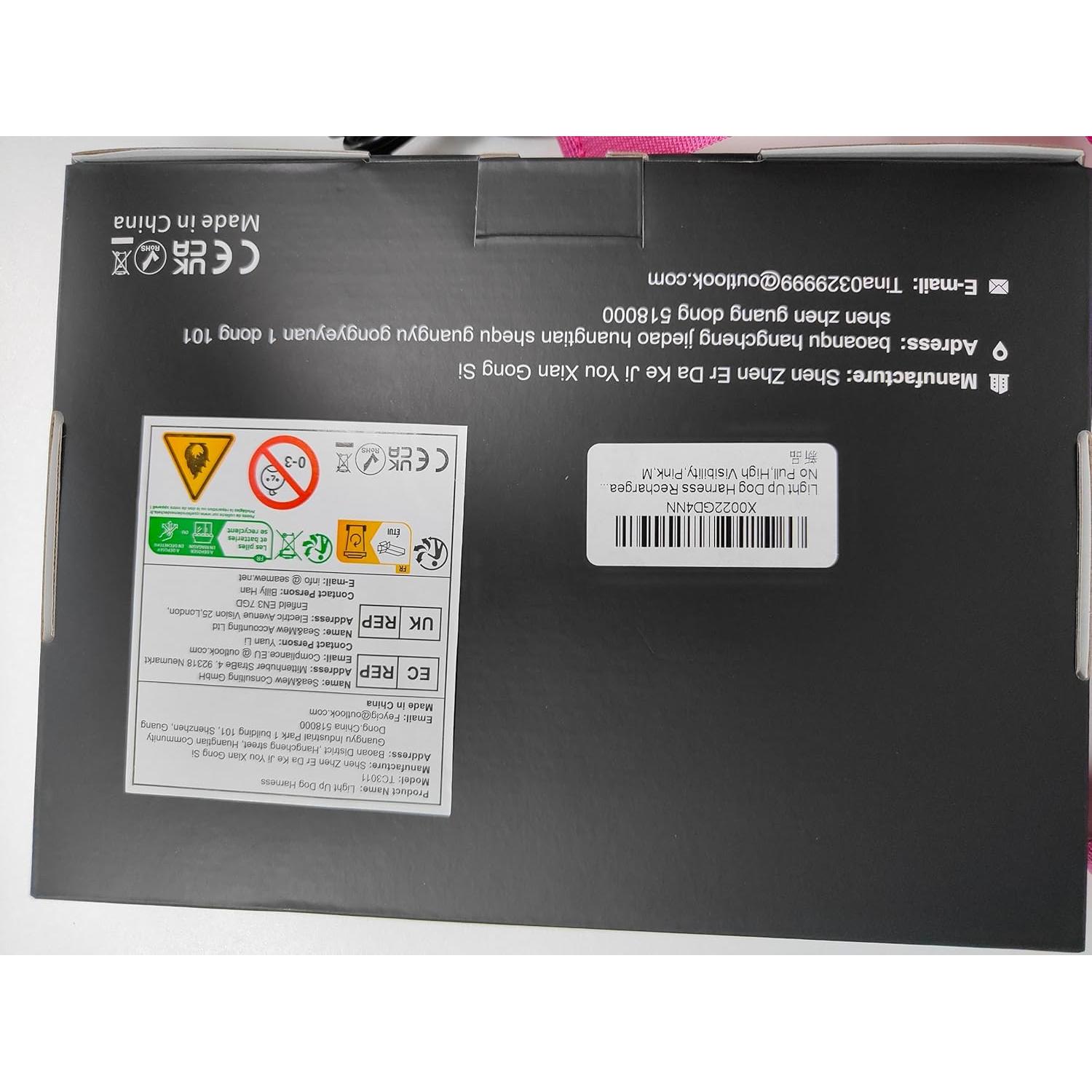 Arnés Iluminado para Perros Feycig XS Negro Ajustable LED