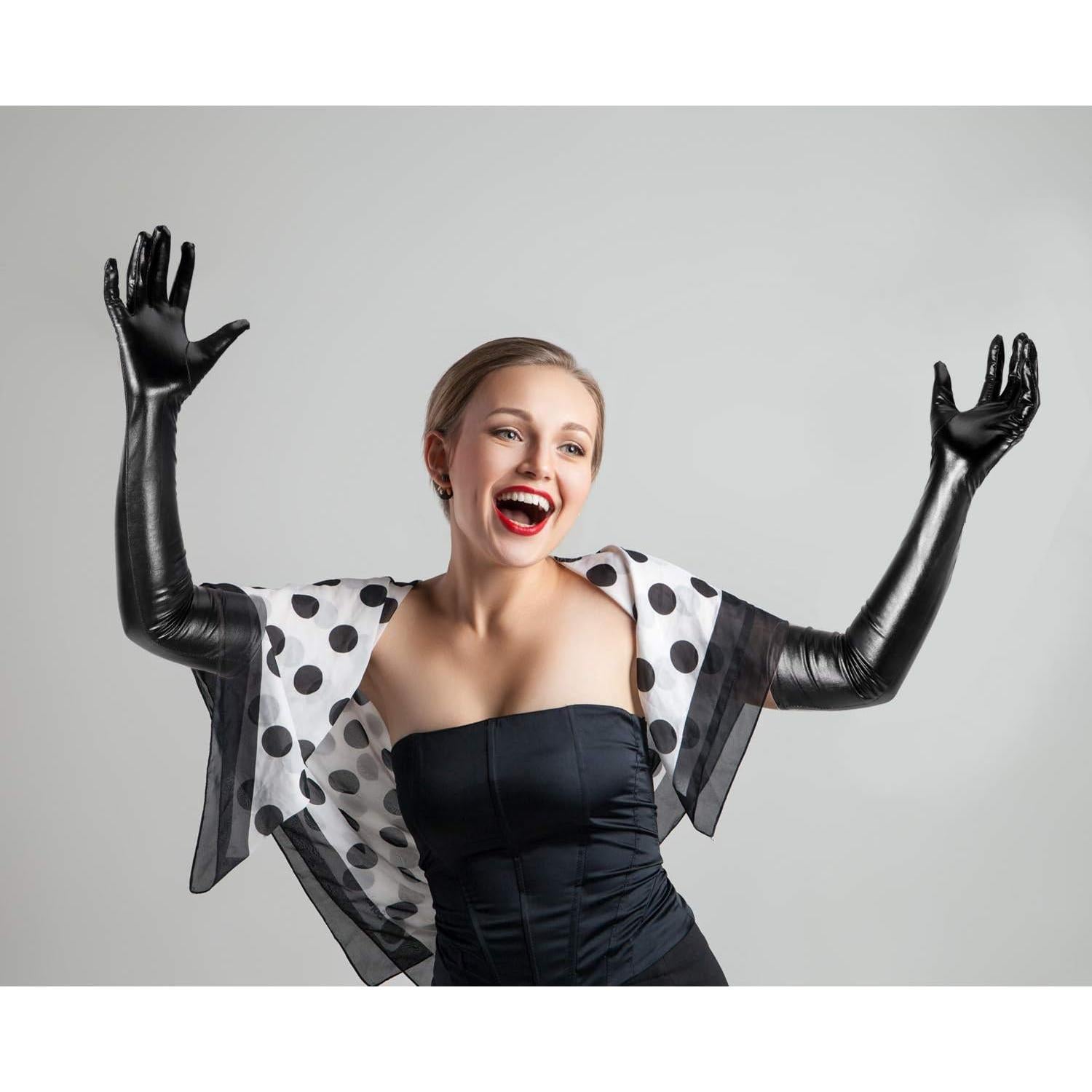 SATINIOR Disfraz Halloween Mujeres Guantes y Medias Brillantes