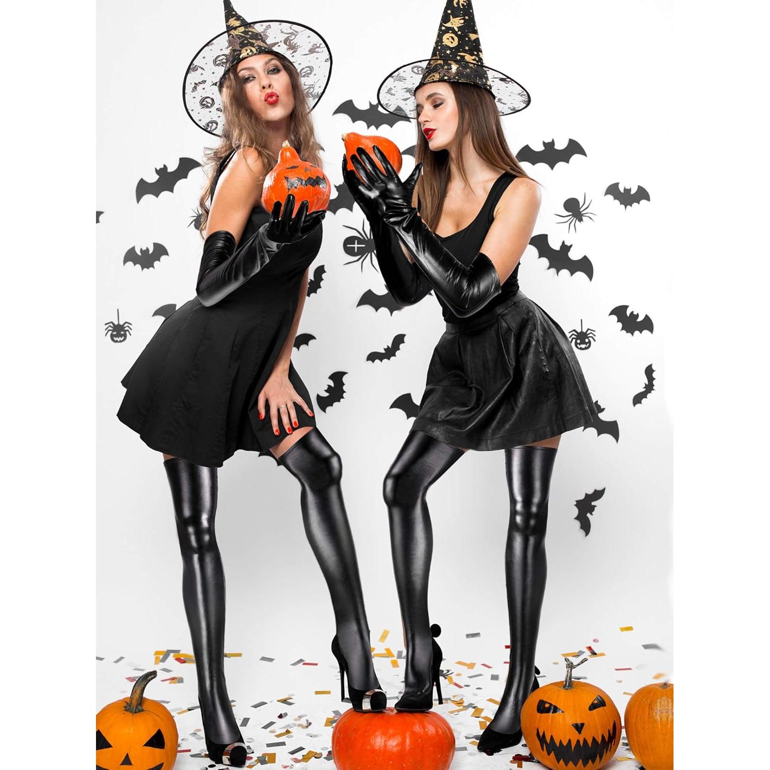 SATINIOR Disfraz Halloween Mujeres Guantes y Medias Brillantes