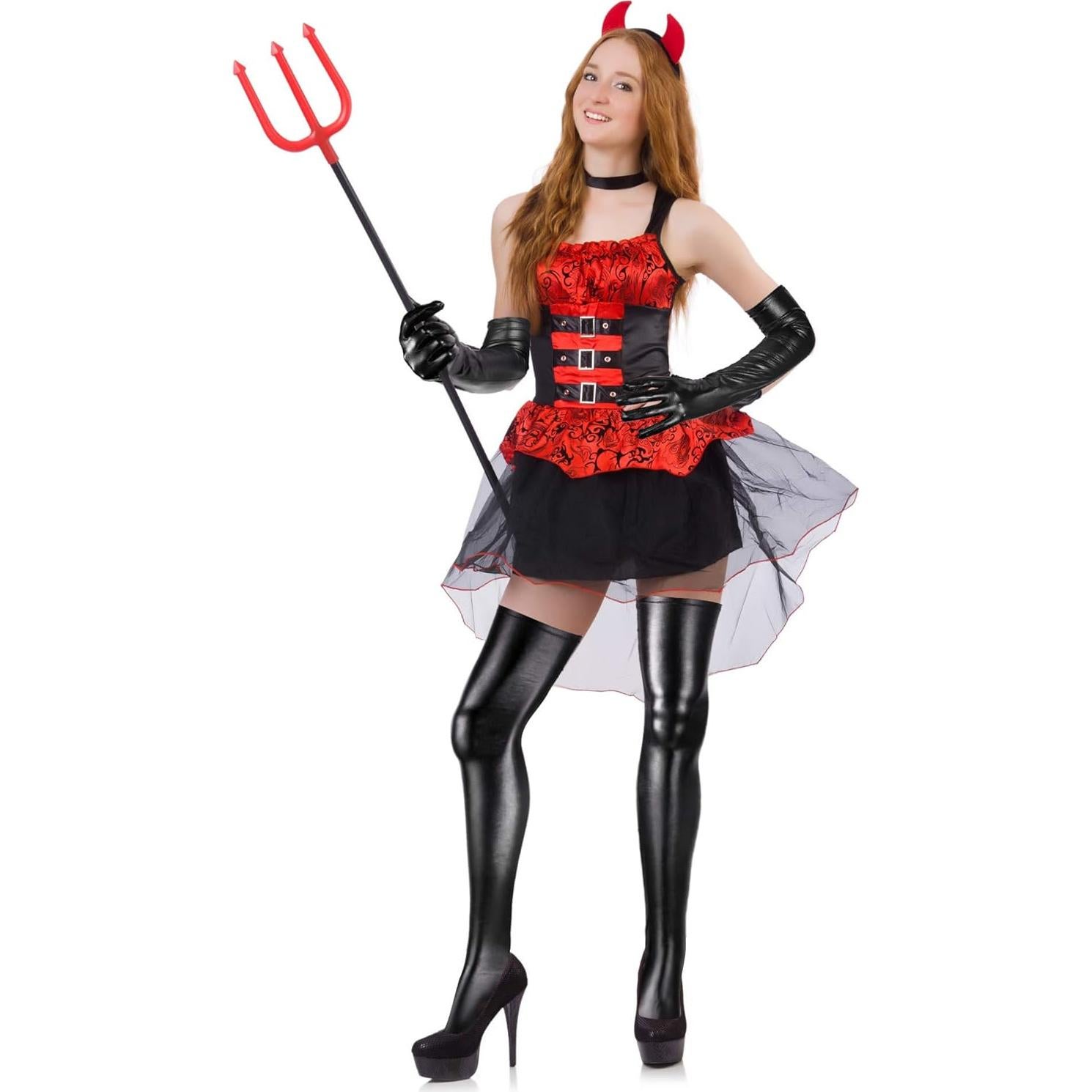 SATINIOR Disfraz Halloween Mujeres Guantes y Medias Brillantes