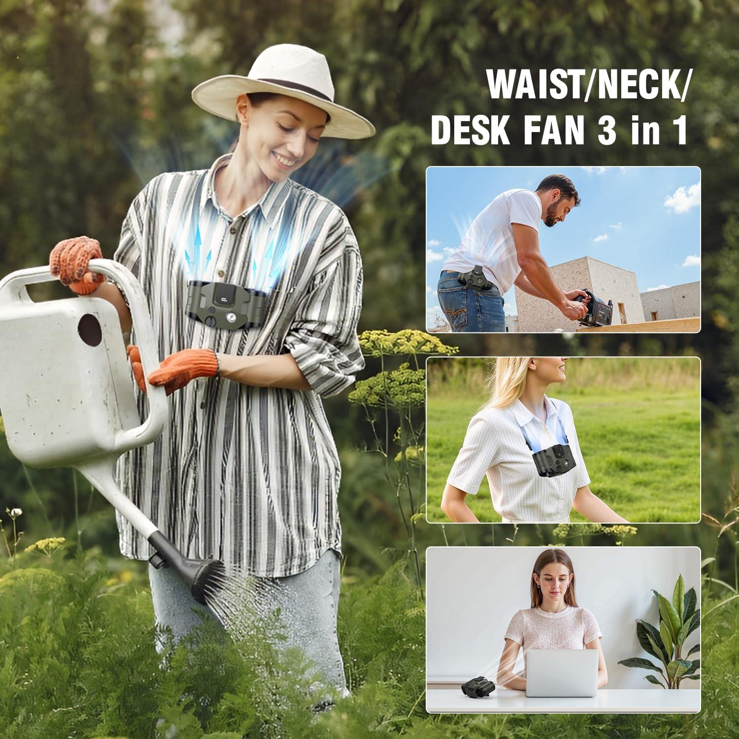 Ventilador Portátil de Cintura LEMOISTAR FB7 10000mAh Verde