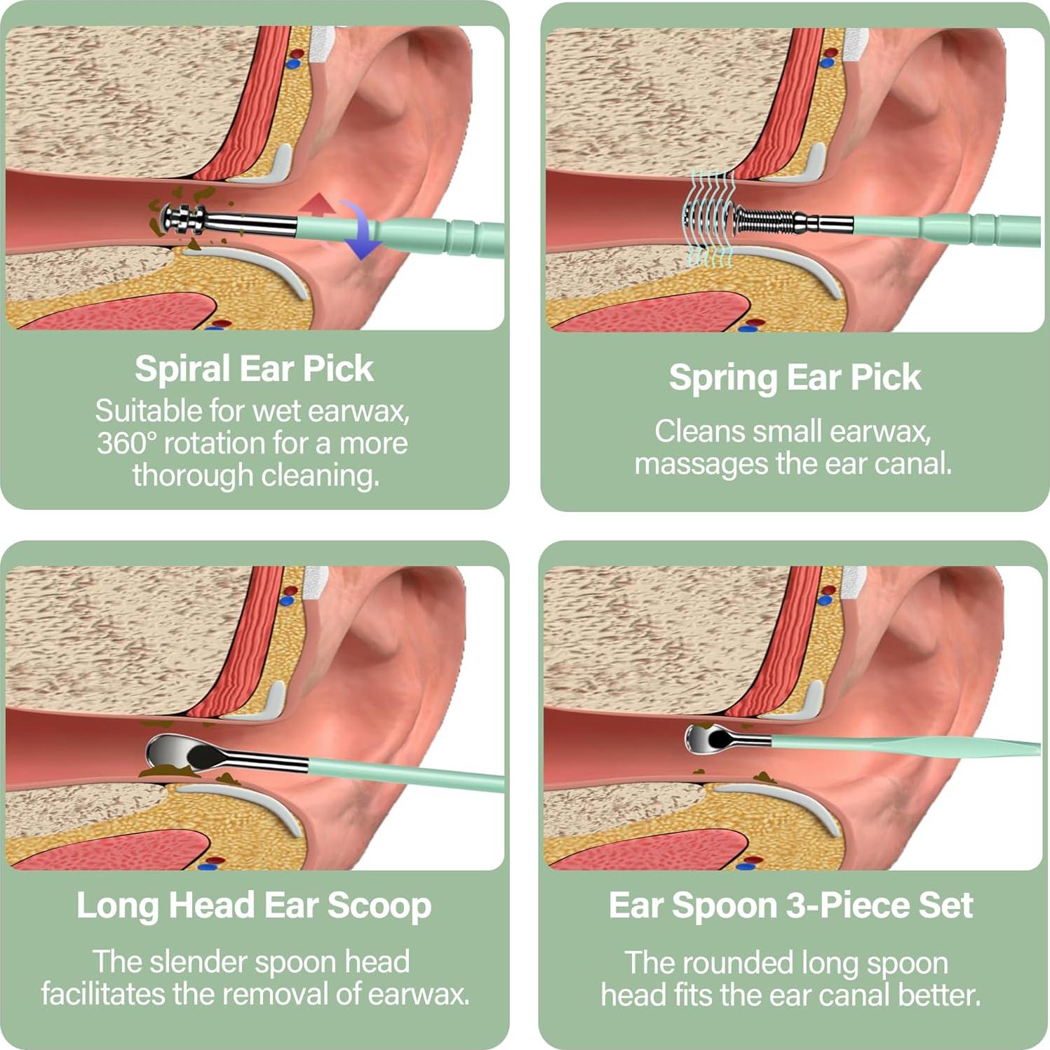 Kit de limpieza de oídos LED 15 piezas BELLESHOW - Cerumen