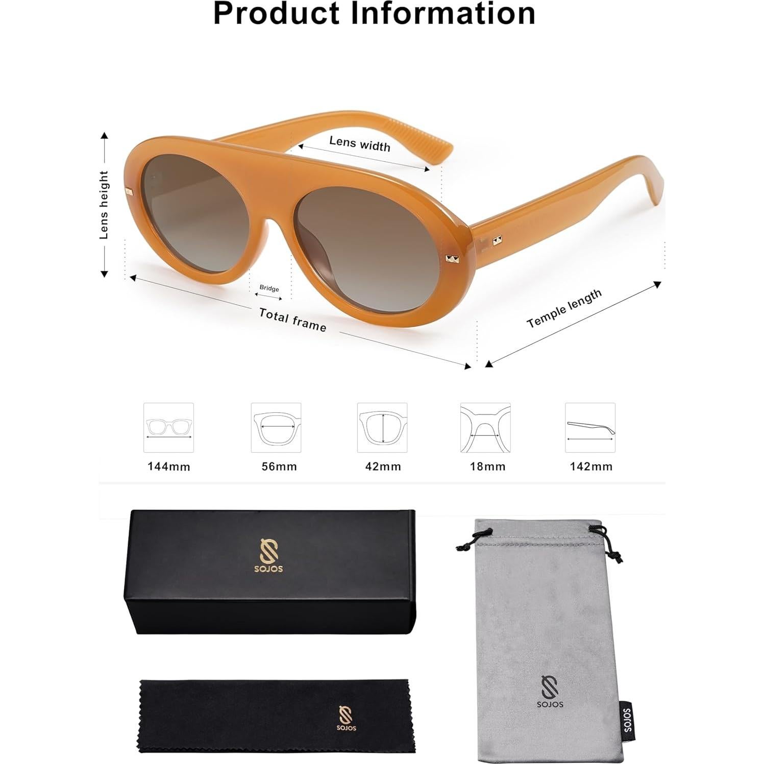 Gafas de sol polarizadas SOJOS SJ2279 unisex naranja UV400