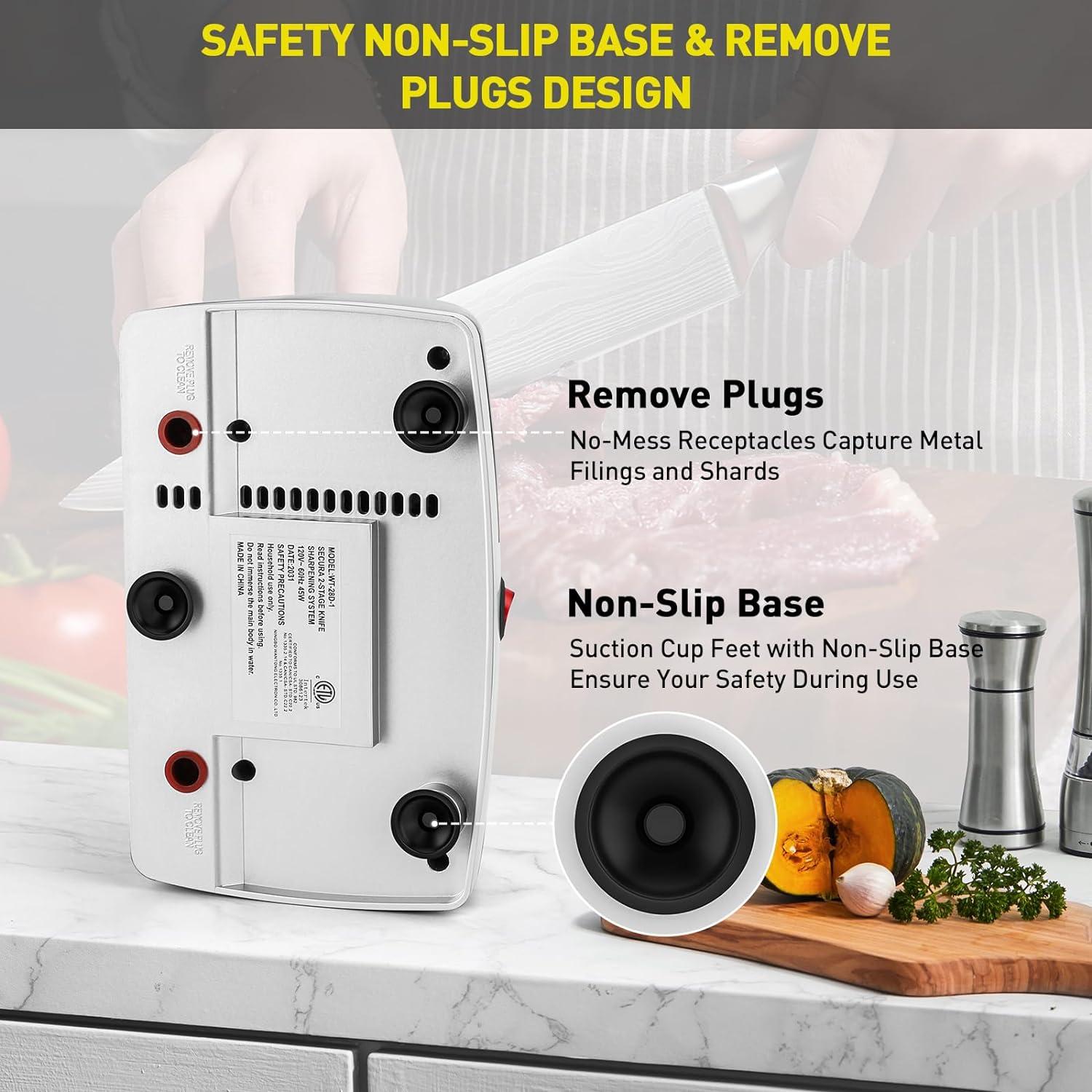 Afilador de cuchillos eléctrico Secura 2 etapas con diamante