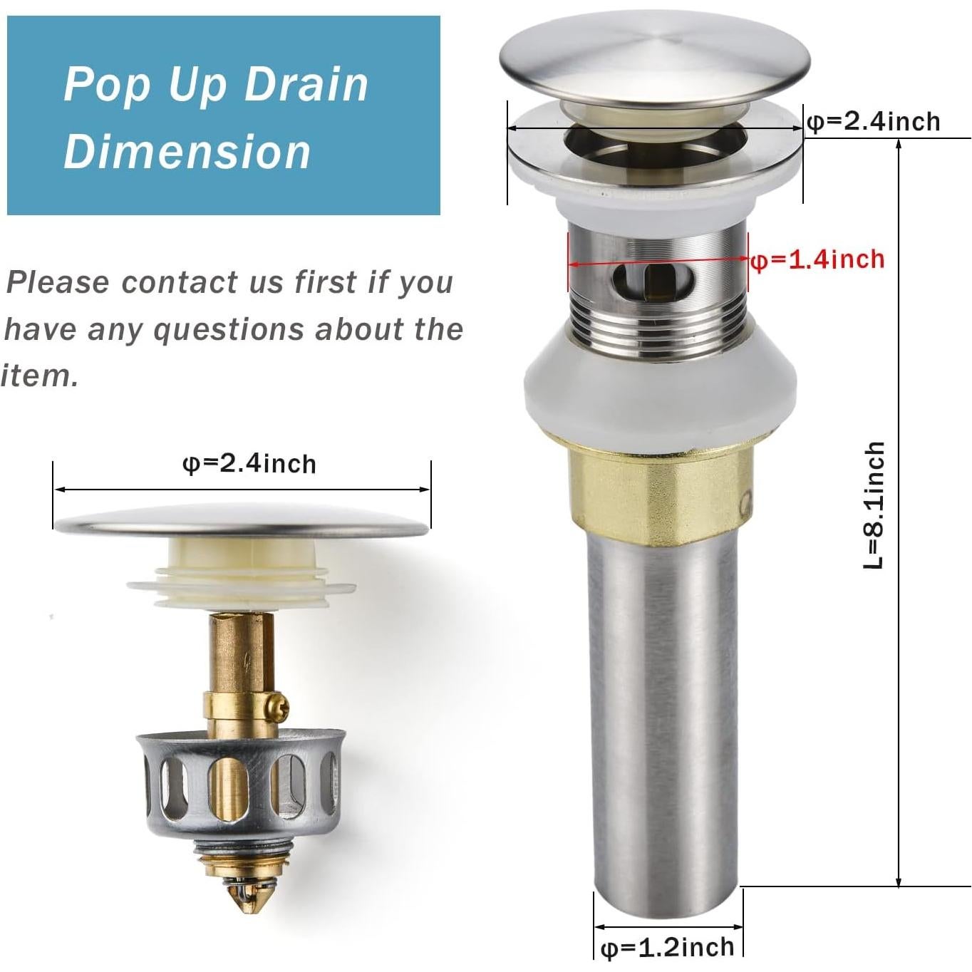 Desagüe de Lavabo Rockgoya Niquelado Cepillado 3.05cm