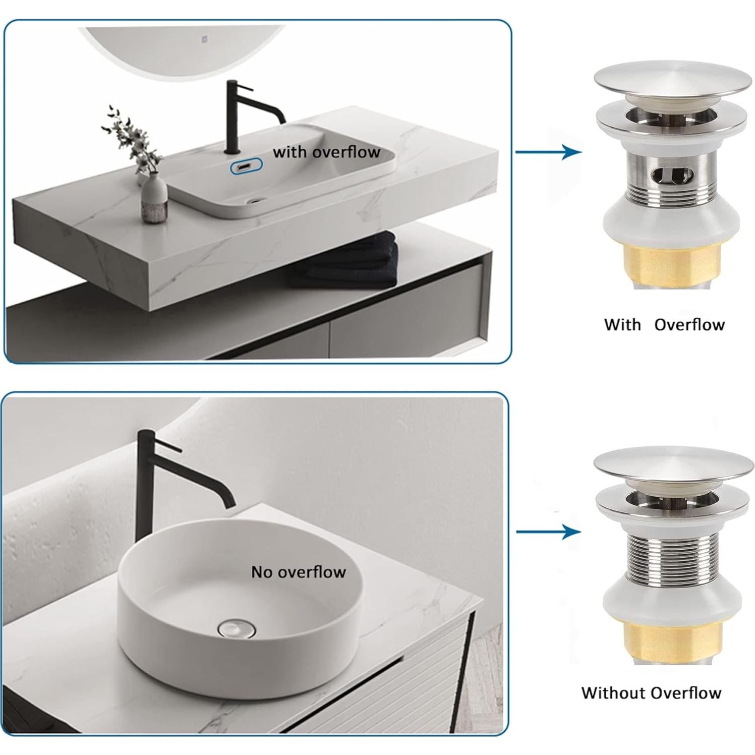 Desagüe de Lavabo Rockgoya Niquelado Cepillado 3.05cm