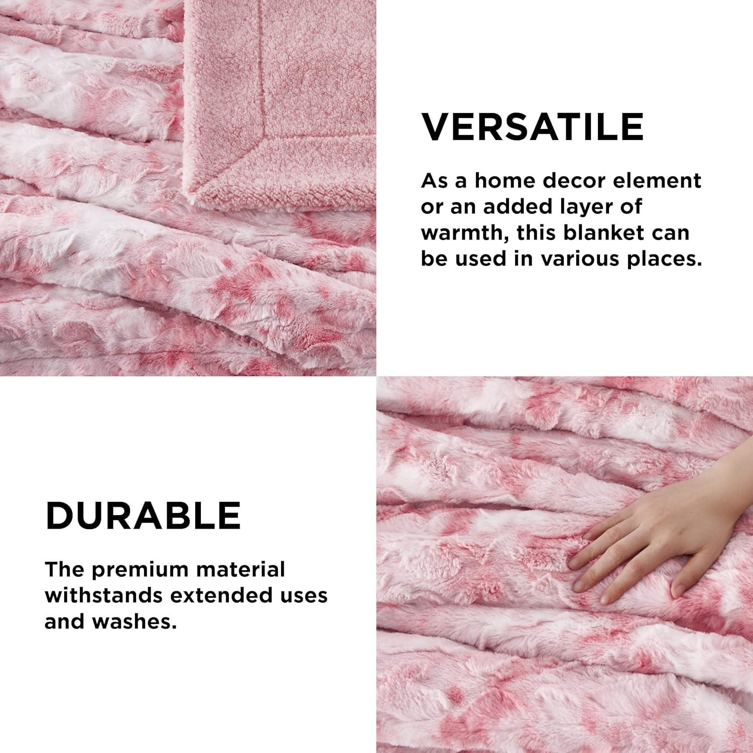 Manta de lanzamiento Bedsure Sherpa Rosa 127x152 cm Suave y Cálida