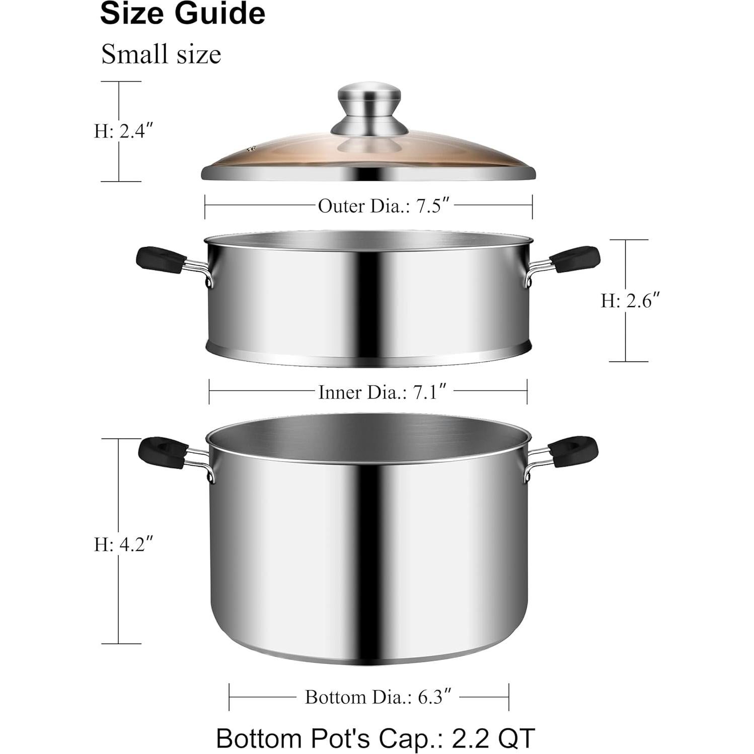 Olla de Vapor VENTION 2.1 QT Acero Inoxidable 18 cm Inducción