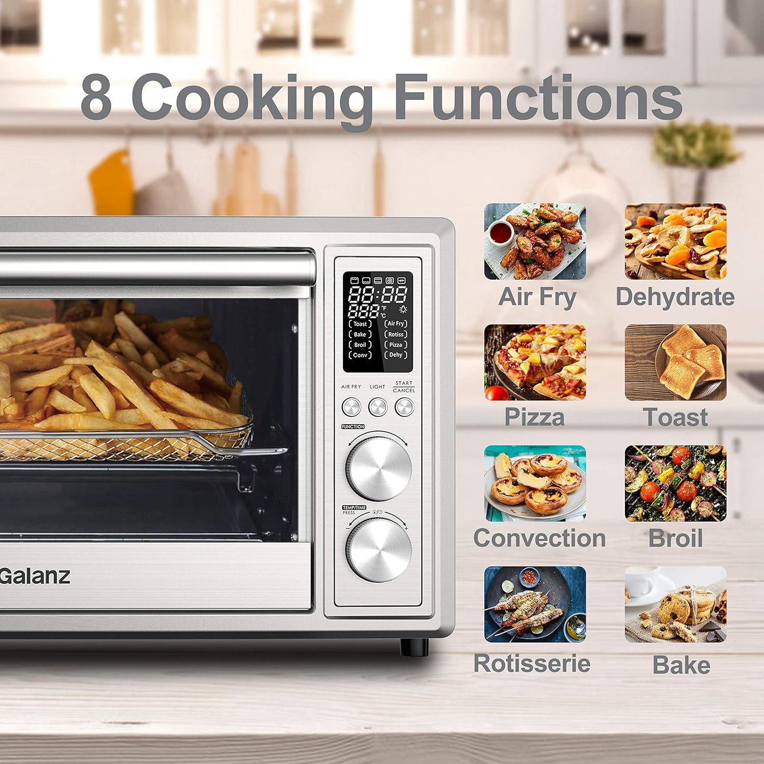 Horno Tostador Digital Galanz 30L 8 en 1 con Freír al Aire