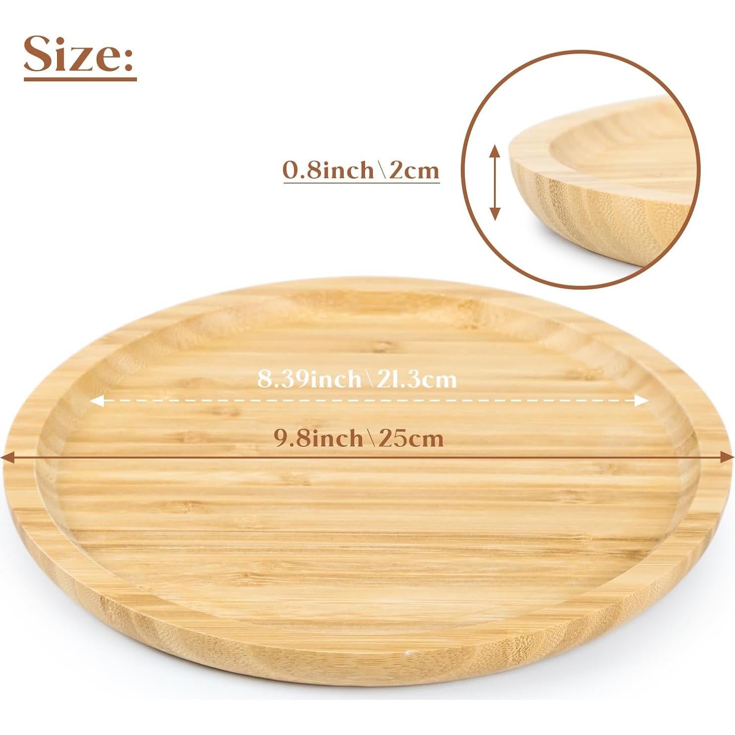 Bandeja de Servicio Redonda de Bambú YANGQIHOME 25x25 cm