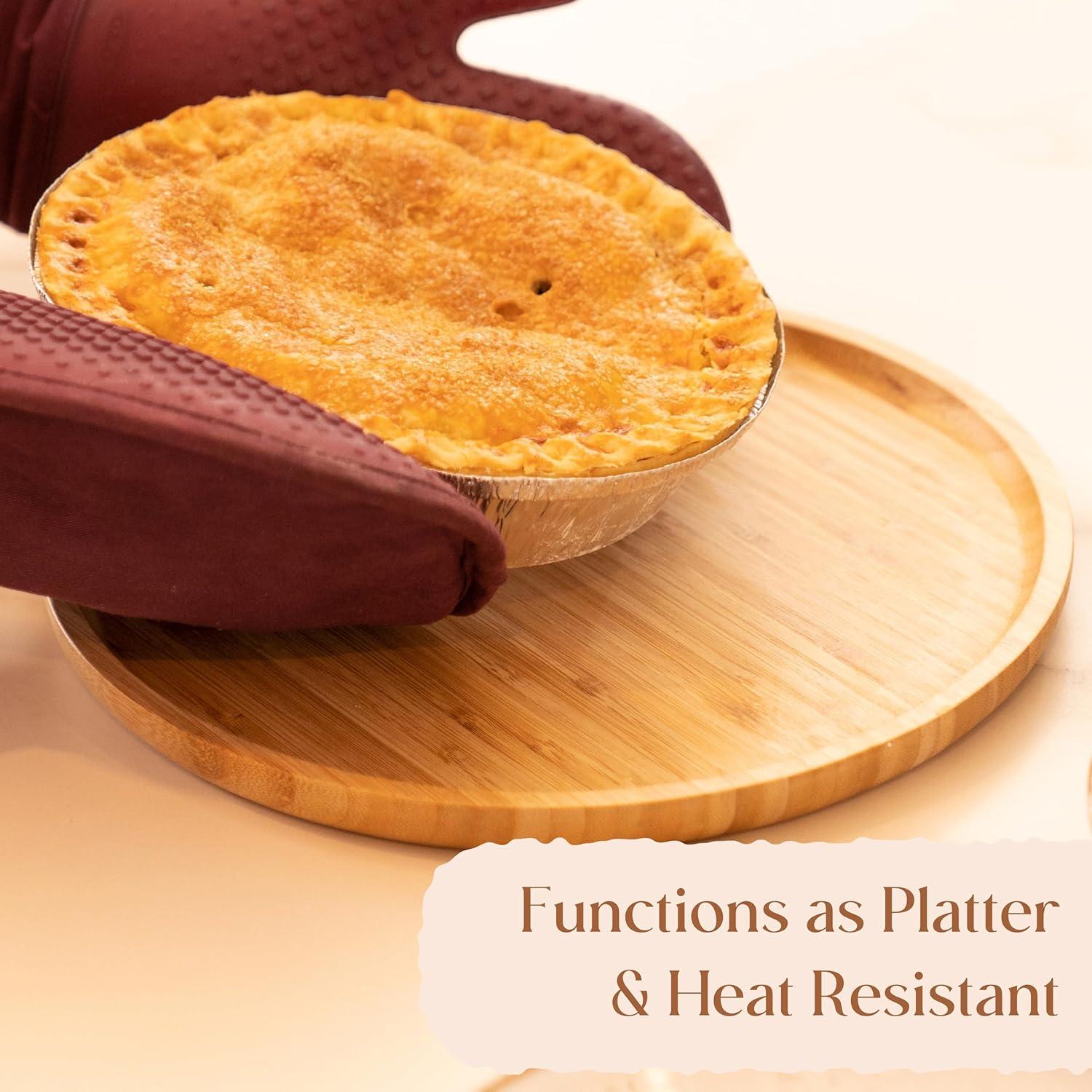 Bandeja de Servicio Redonda de Bambú YANGQIHOME 25x25 cm