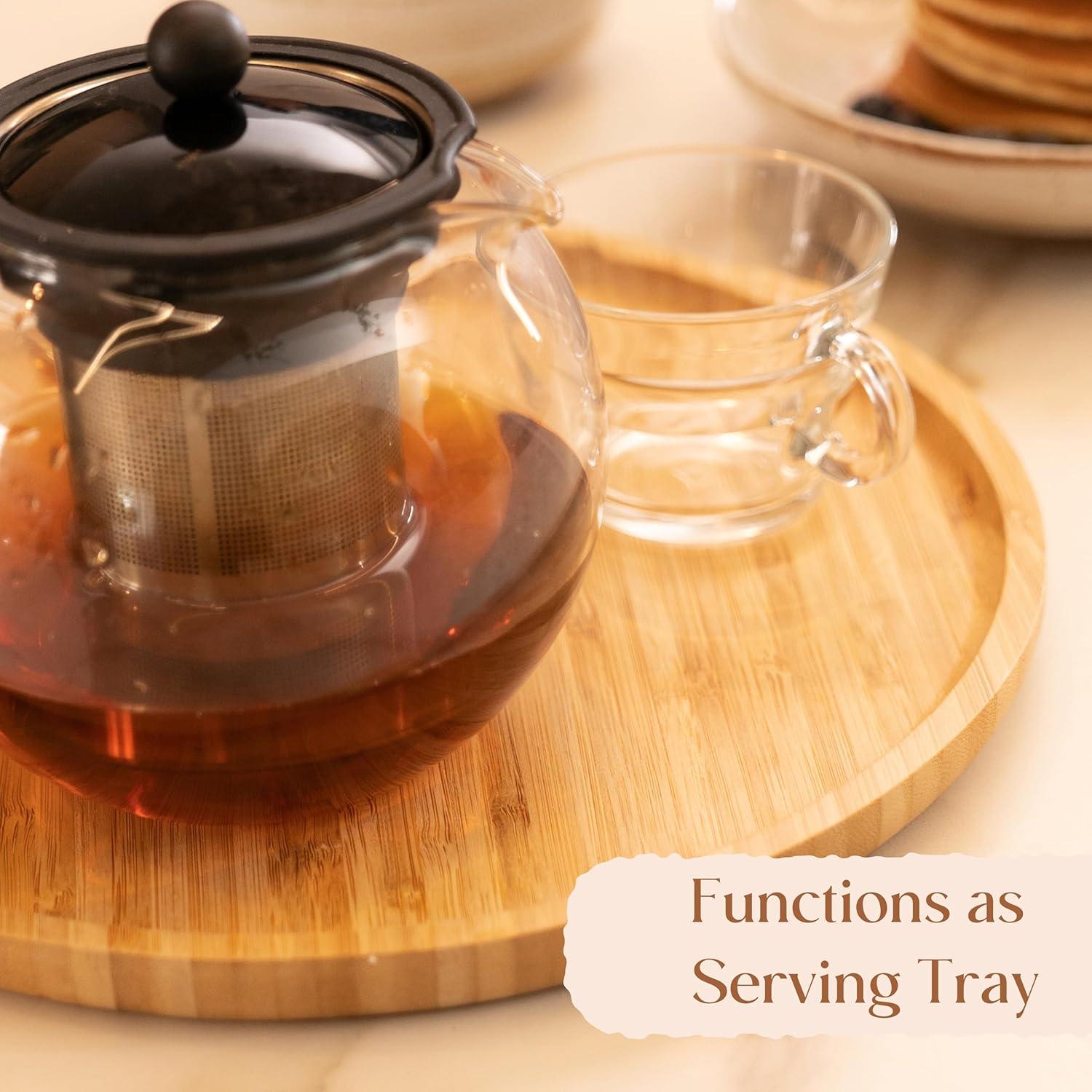 Bandeja de Servicio Redonda de Bambú YANGQIHOME 25x25 cm